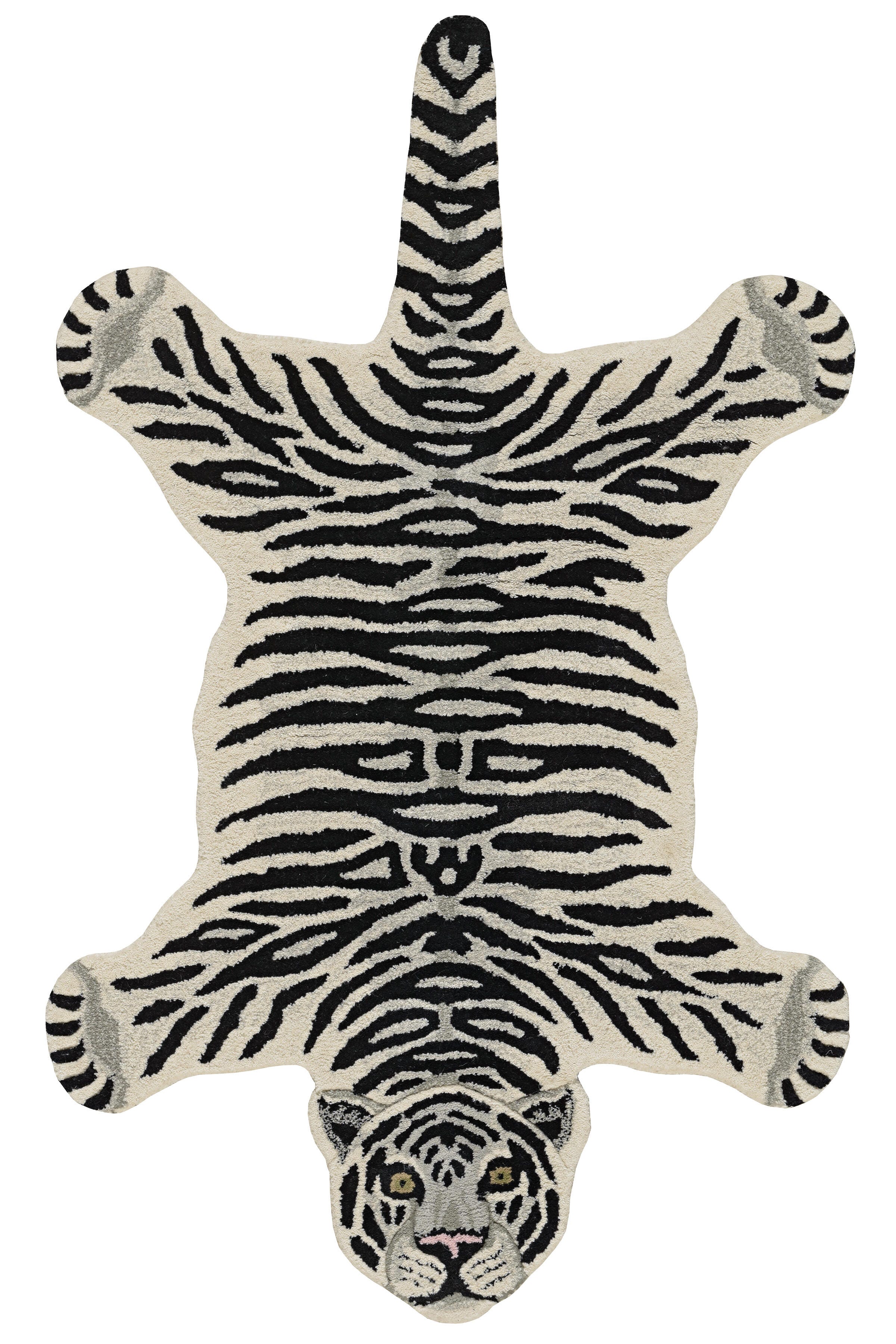 Linon Jungle Tiger 3' X 5' Accent Rug, White, large