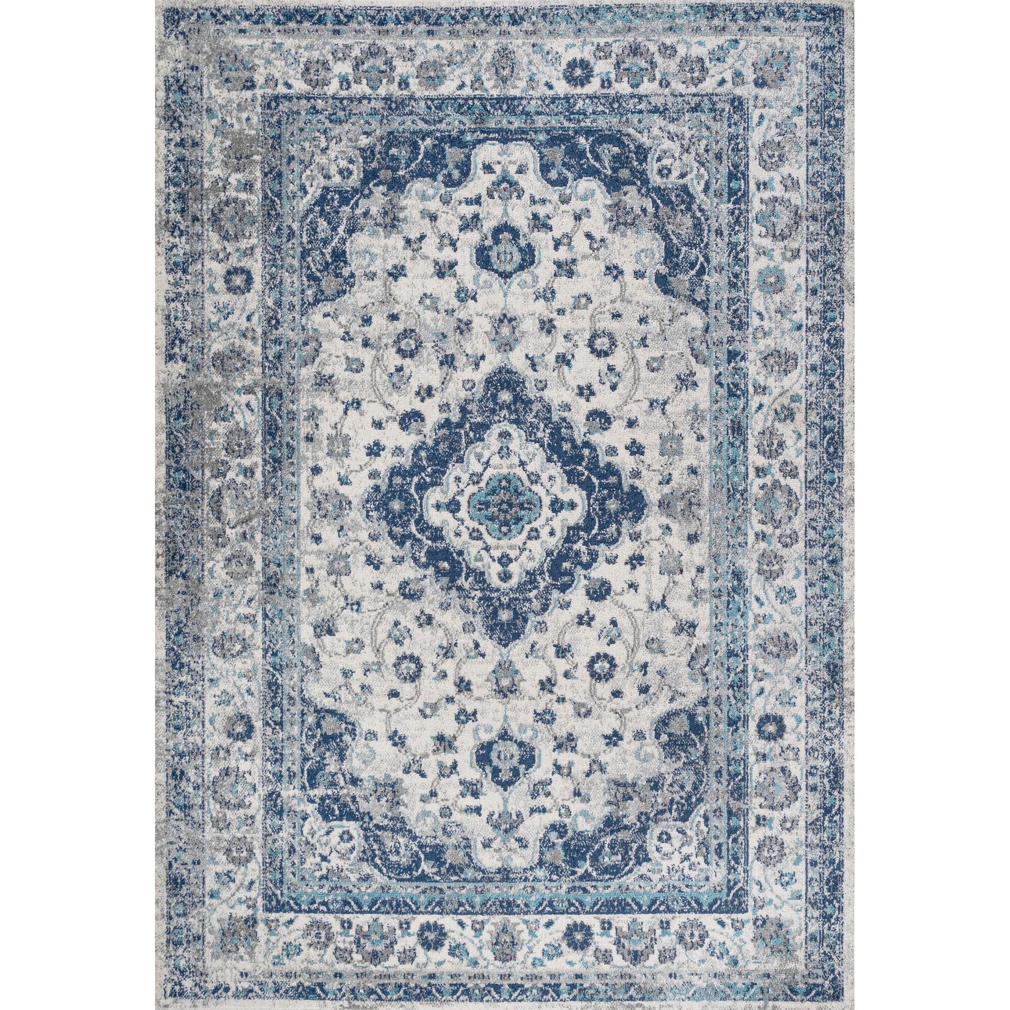 JONATHAN Y Indhira Ornate 9' x 12' Area Rug, Blue, large
