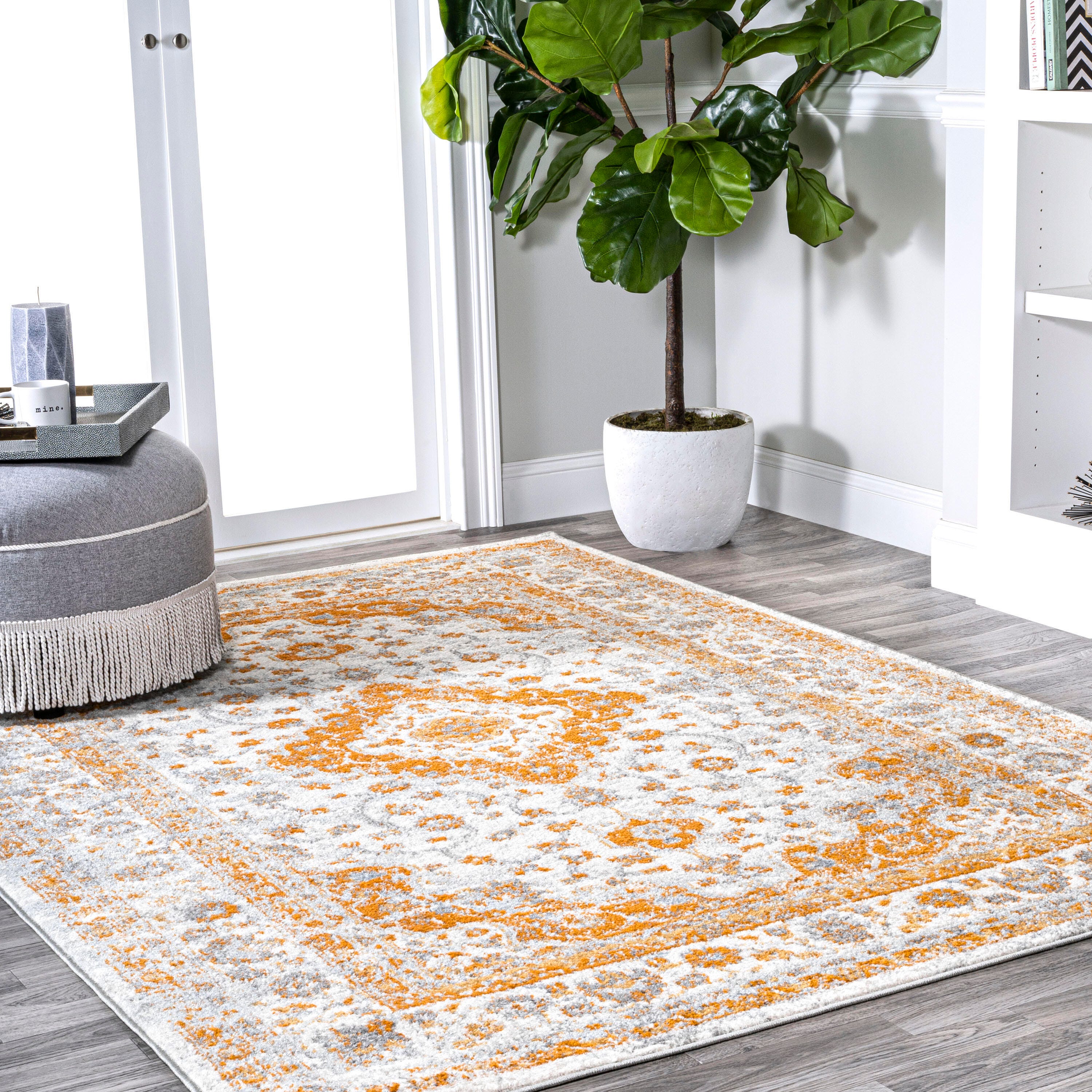 JONATHAN Y Indhira Ornate 8' x 10' Area Rug, Orange, large