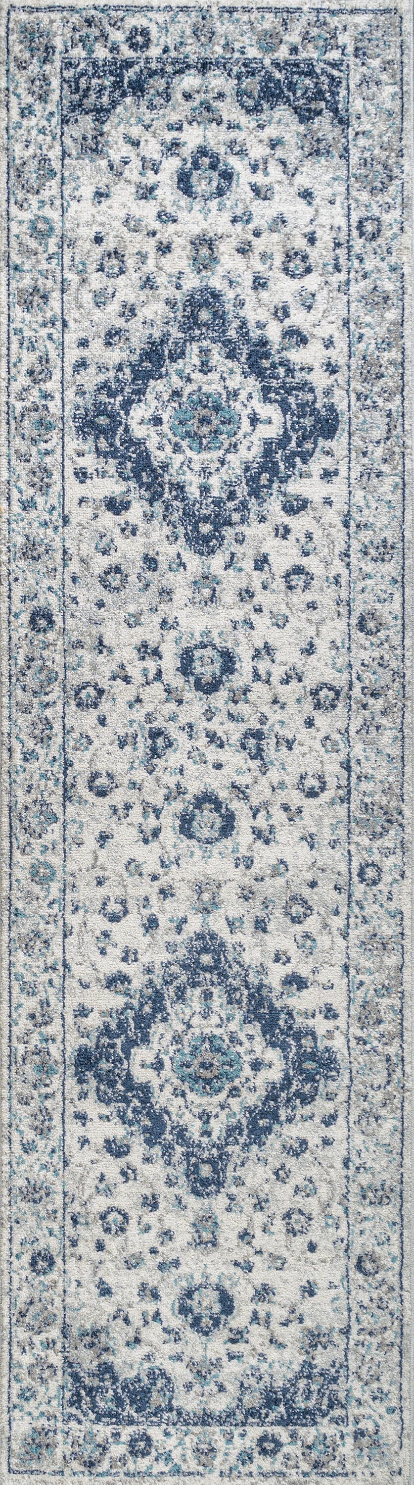 JONATHAN Y Indhira Ornate 2' x 8' Runner Rug, Blue, large