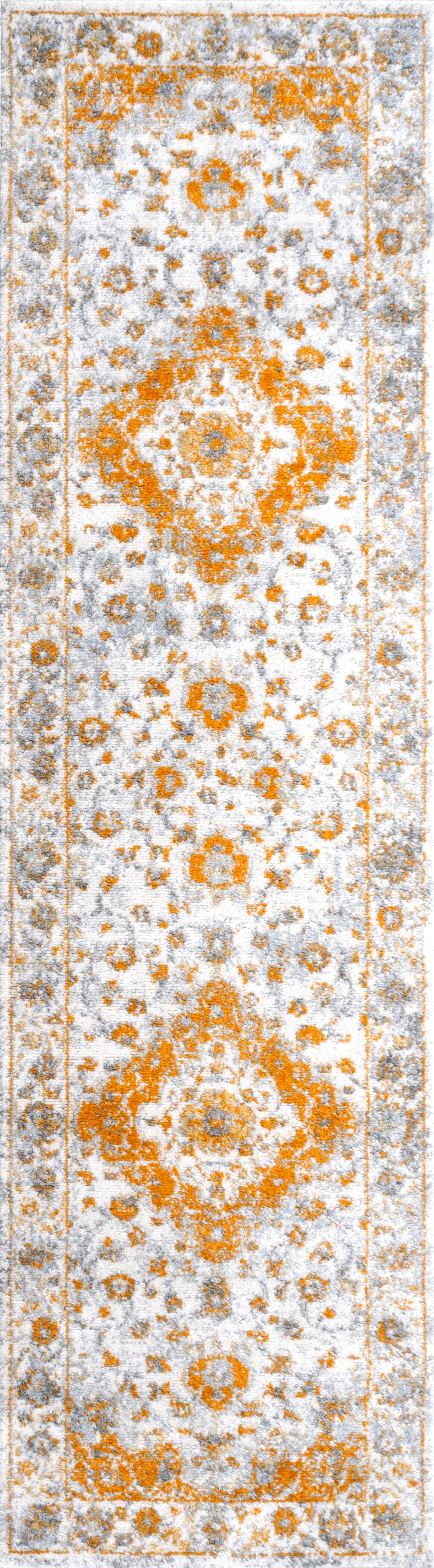 JONATHAN Y Indhira Ornate 2' x 8' Runner Rug, Orange, large