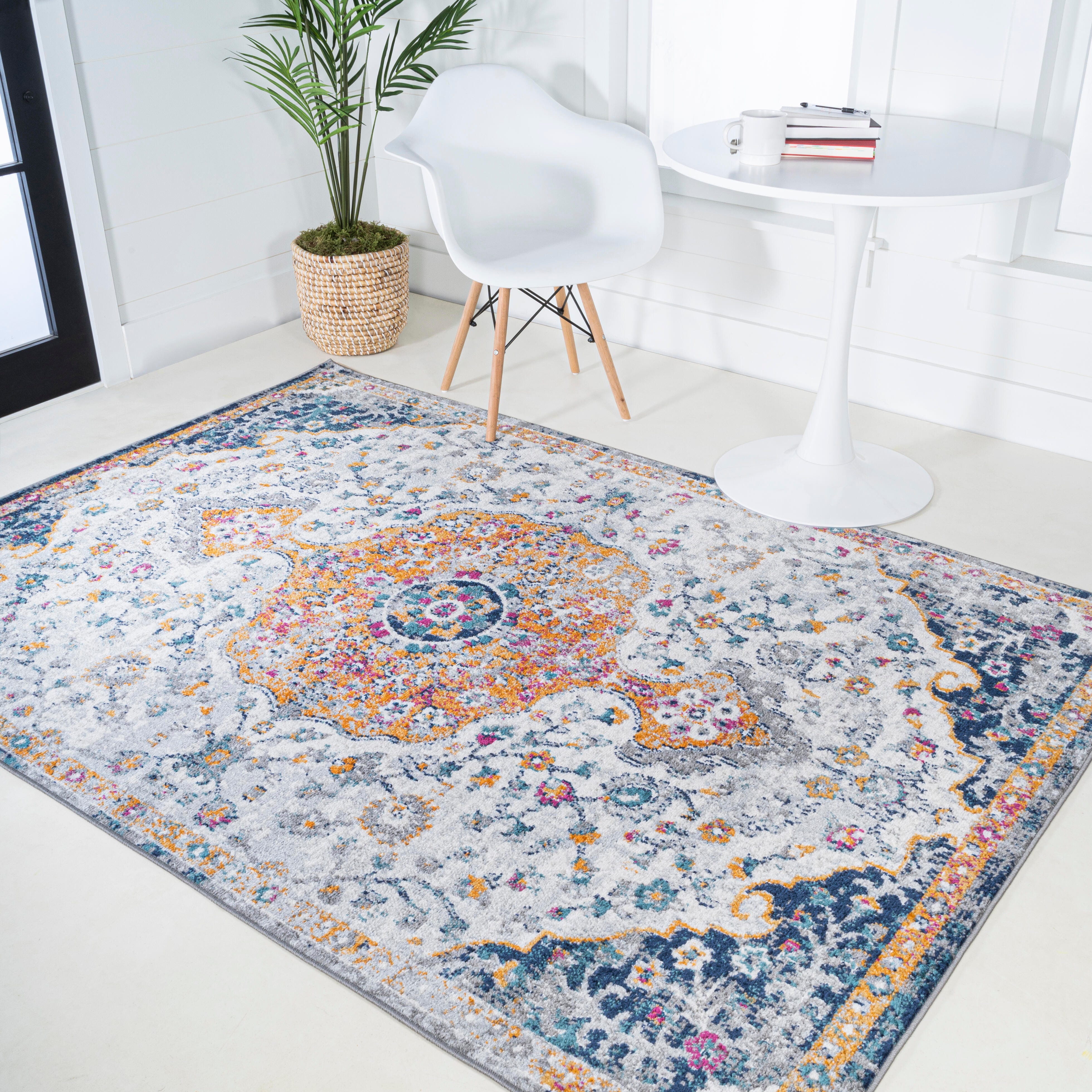 JONATHAN Y Lorena Ornate 5' x 8' Area Rug, Gray, large