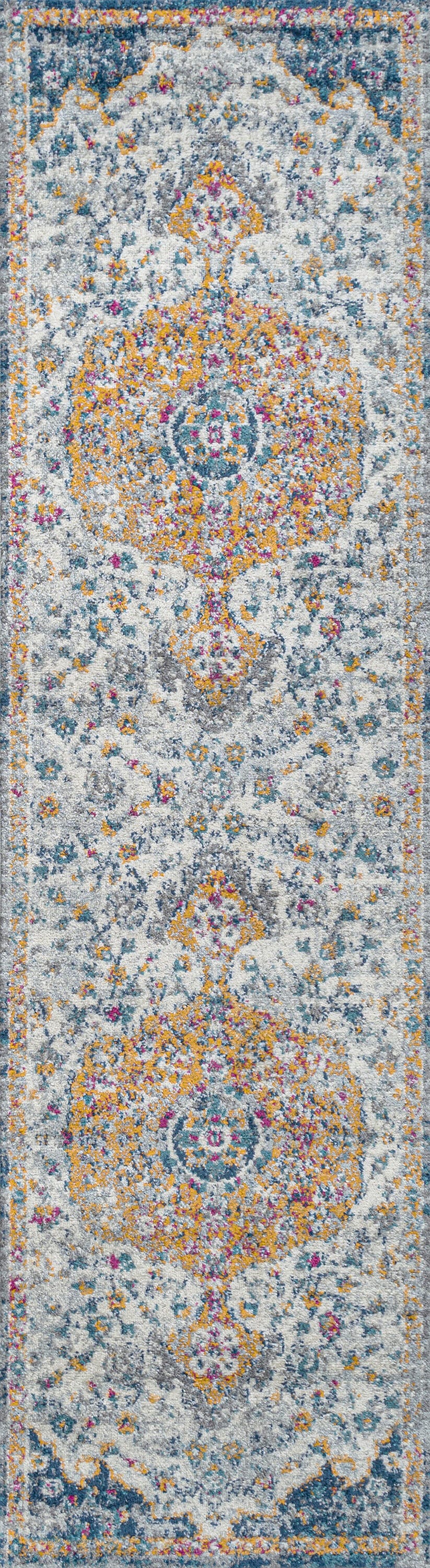 JONATHAN Y Lorena Ornate 2' x 8' Runner Rug, Gray, large