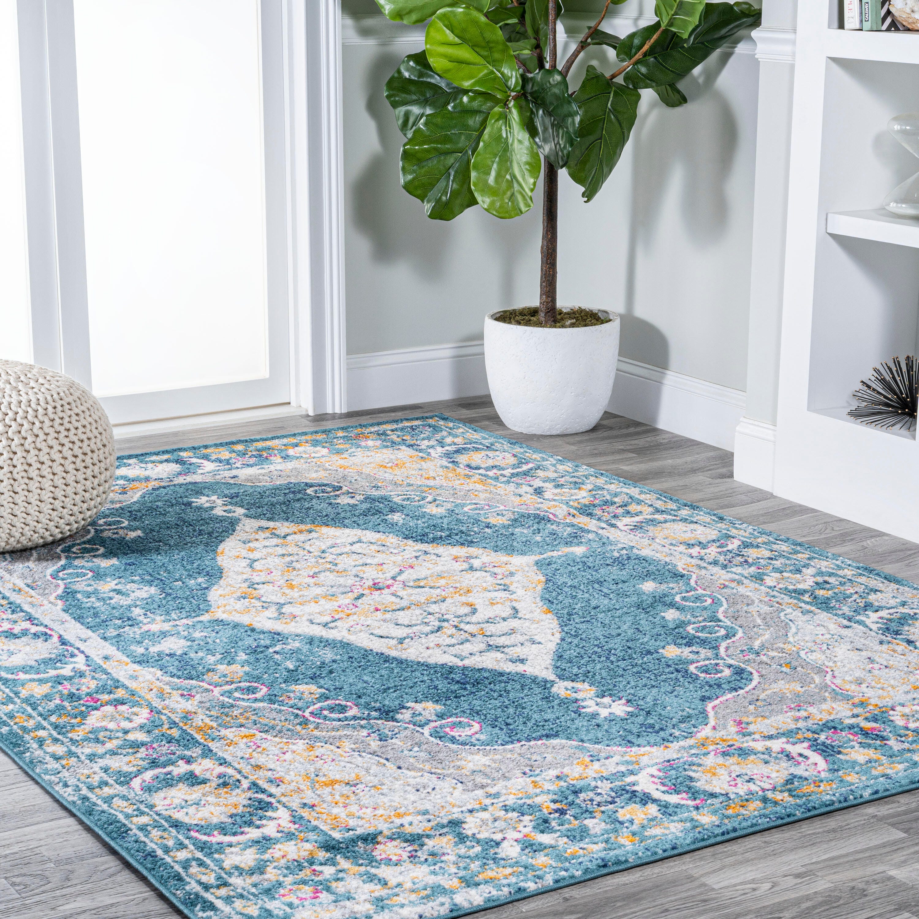 JONATHAN Y Zelda 5' x 8' Area Rug, Blue, large