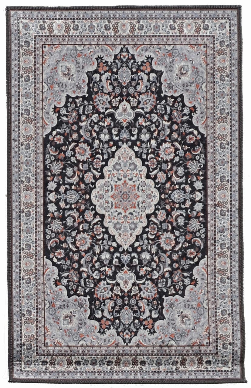 Linon Emerald Barton 2'2" x 3'2" Area Rug, Black, large