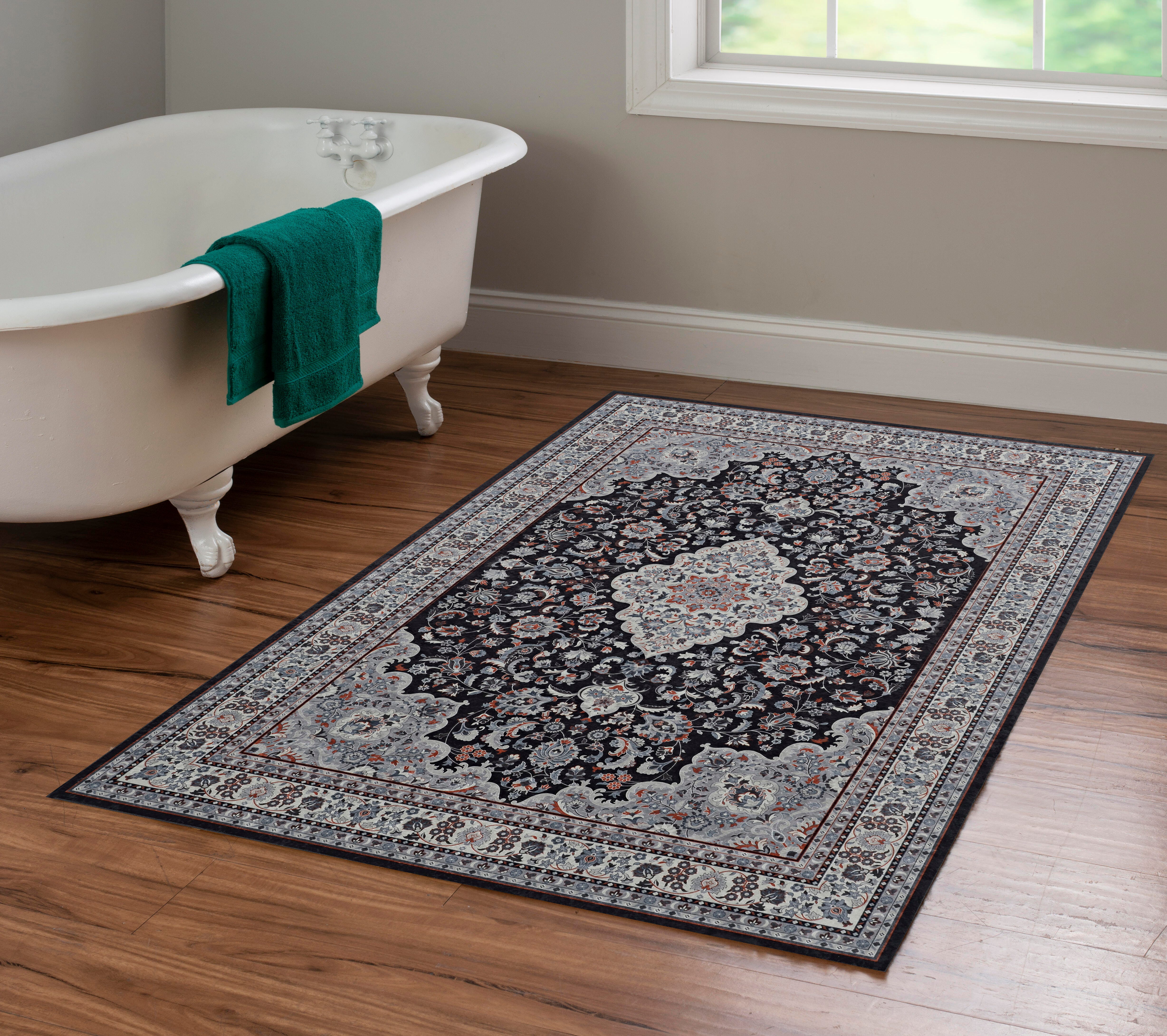 Linon Emerald Barton 3'3" x 5' Area Rug, Black, rollover