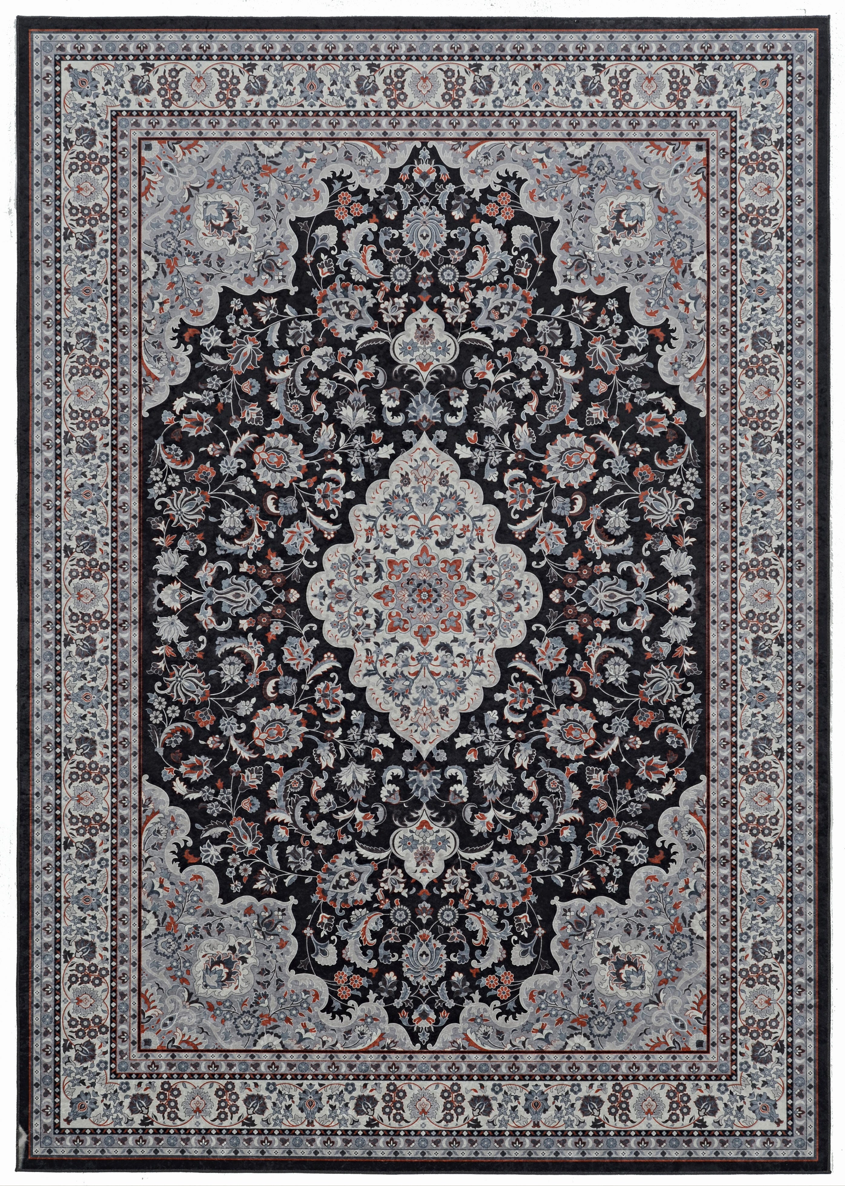 Linon Emerald Barton 5' x 7' Area Rug, Black, large