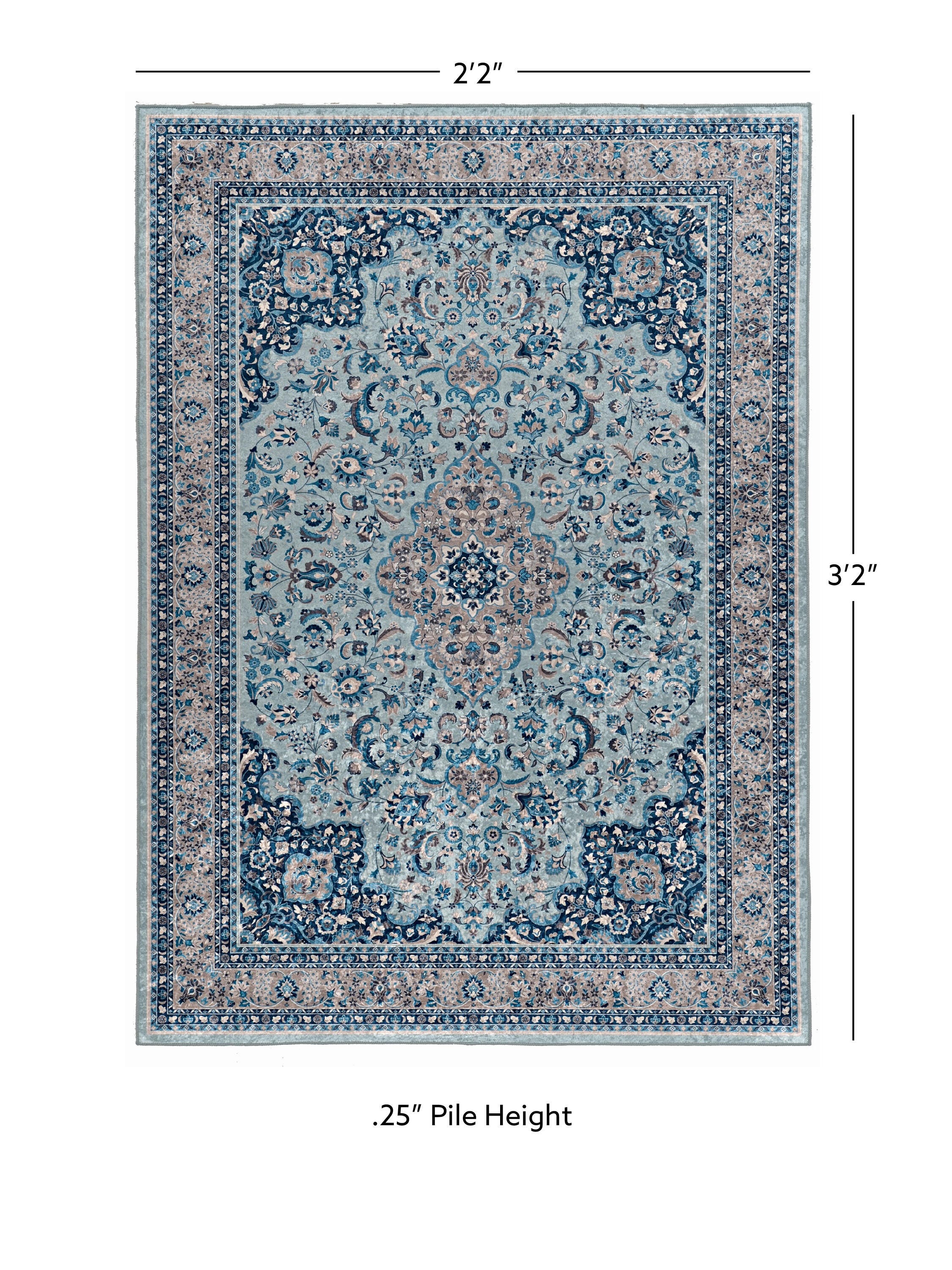 Linon Emerald Barton 2'2" x 3'2" Area Rug, Blue, large