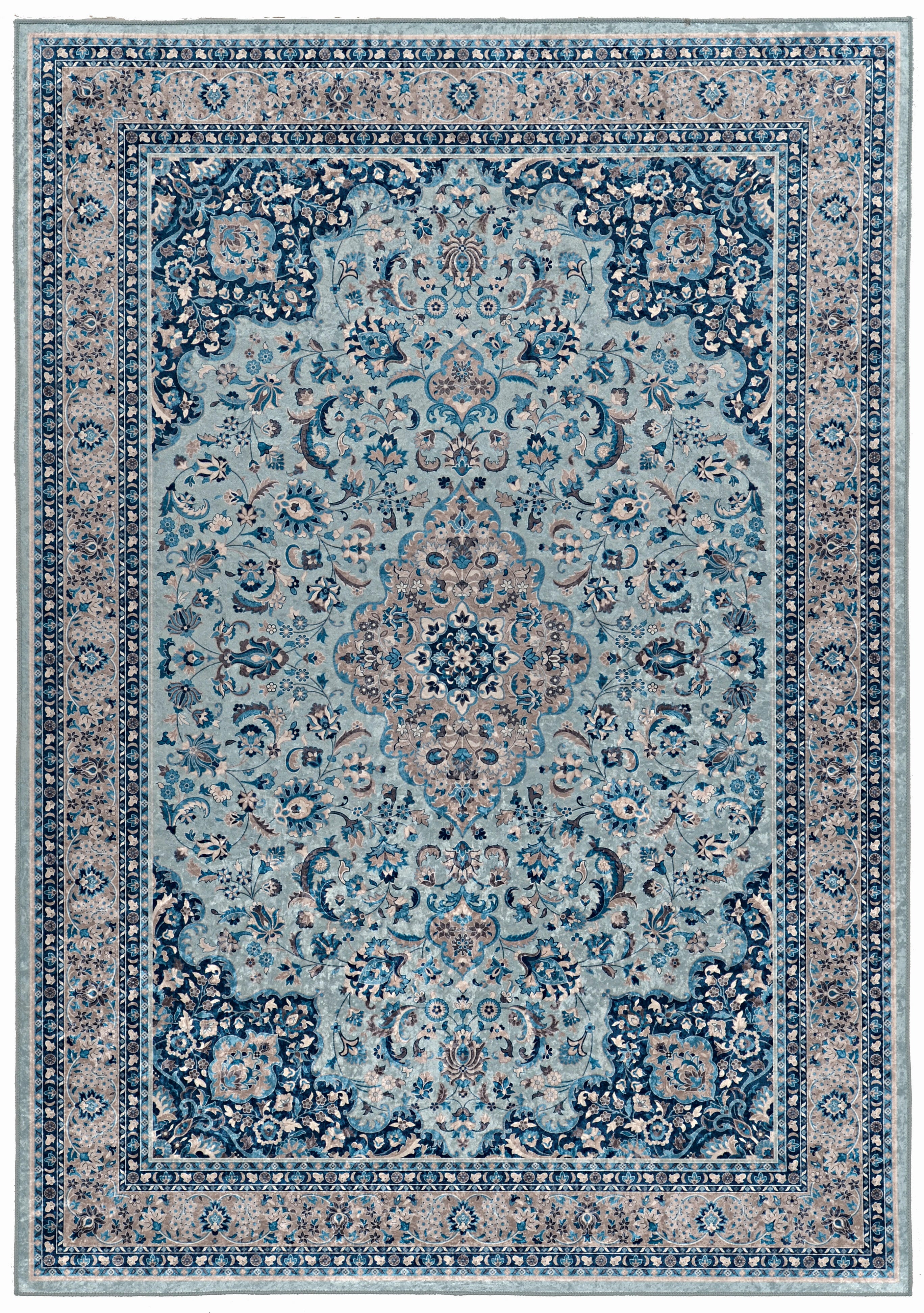 Linon Emerald Barton 6'7" x 9'7" Area Rug, Blue, large