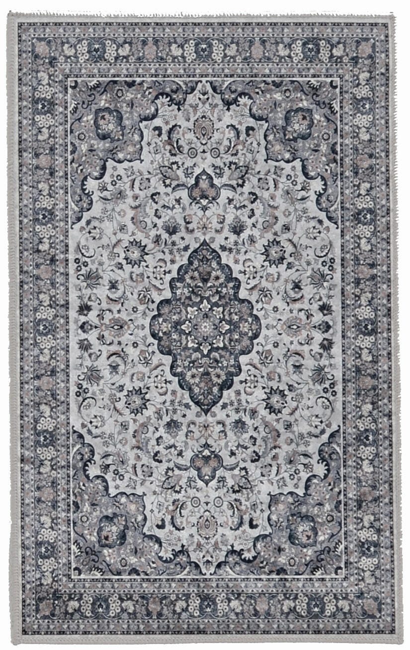 Linon Emerald Barton 2'2" x 3'2" Area Rug, Cream/Blue, large