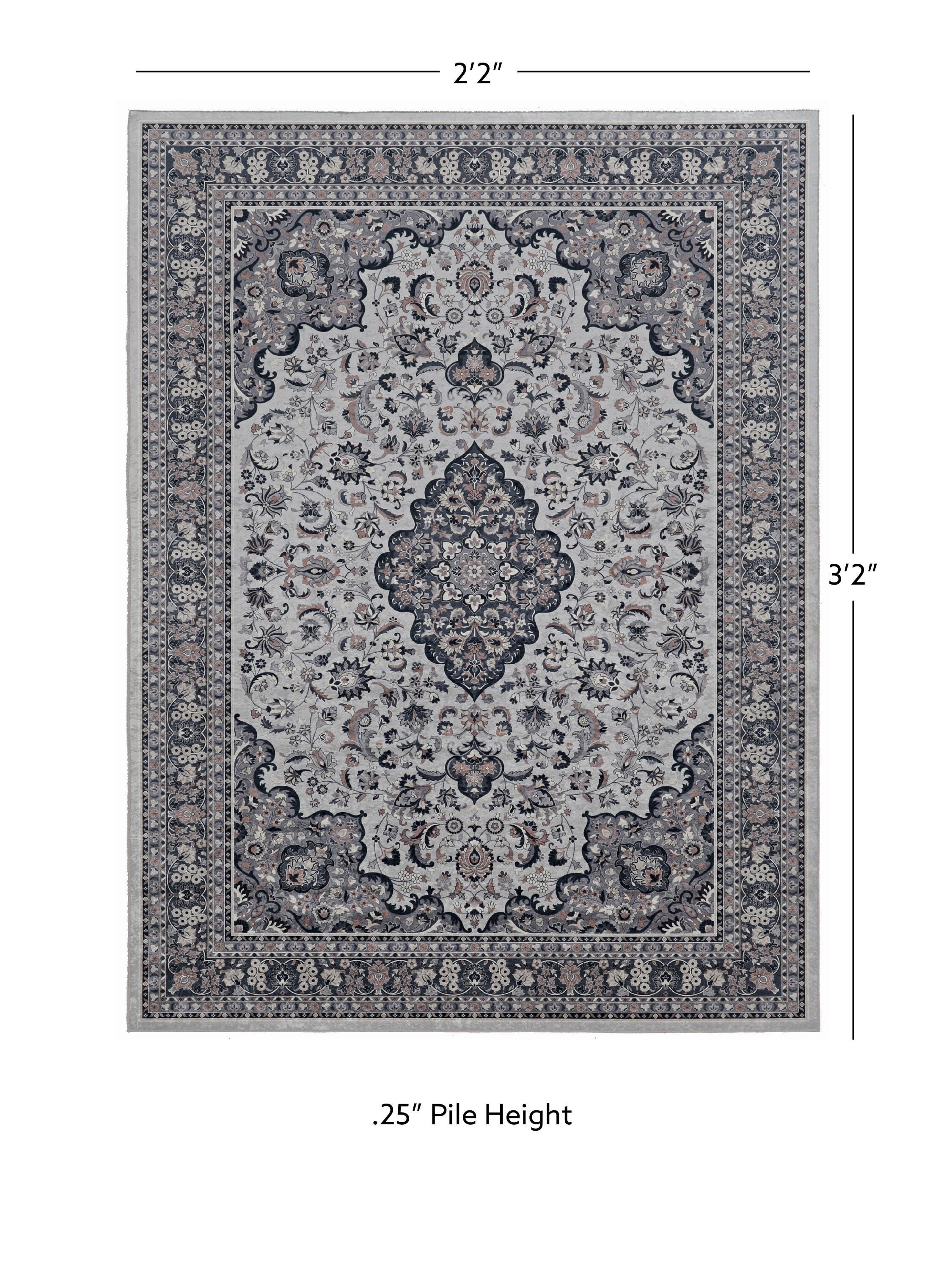Linon Emerald Barton 2'2" x 3'2" Area Rug, Cream/Blue, large