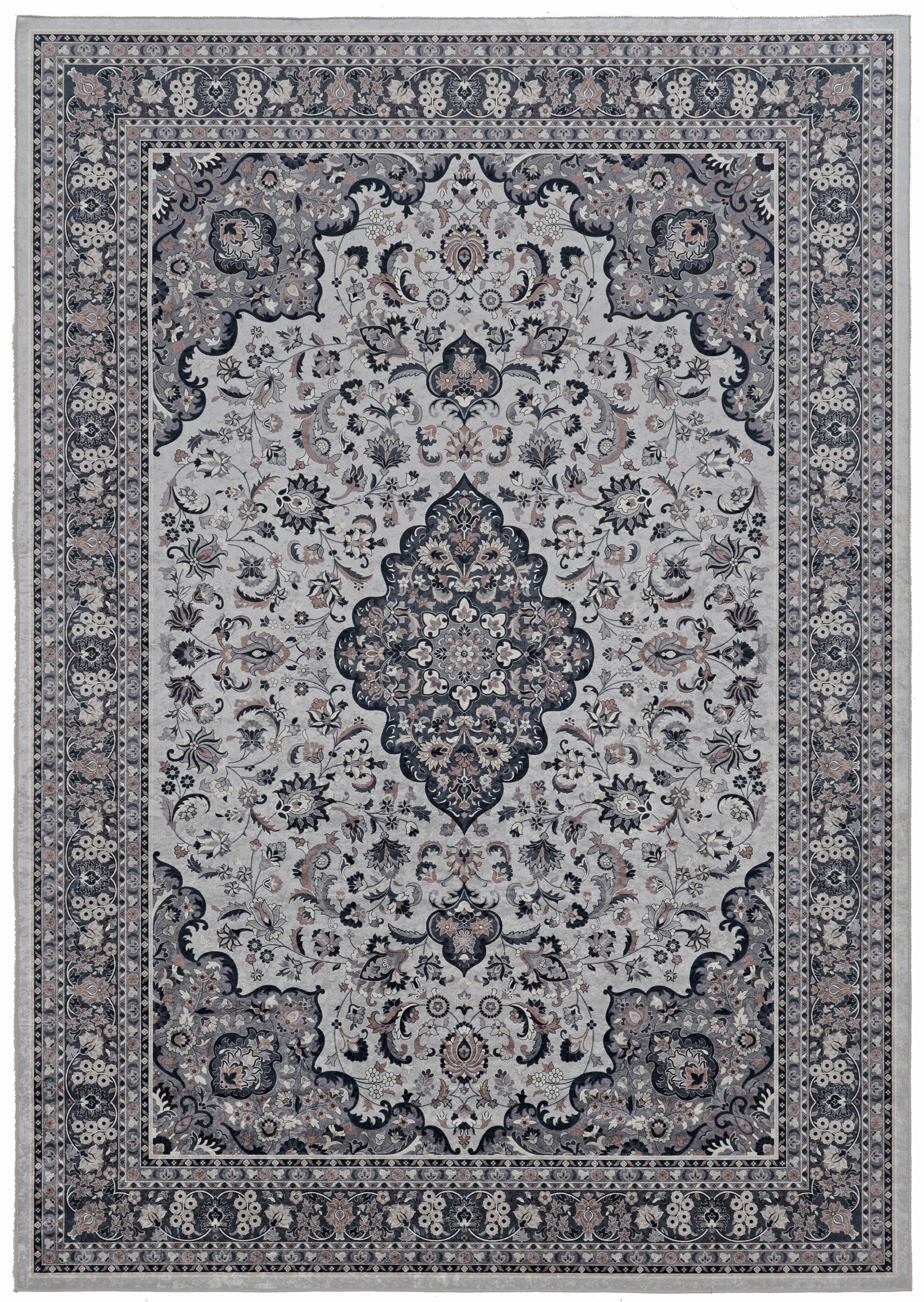 Linon Emerald Barton 6'7" x 9'7" Area Rug, Cream/Blue, large