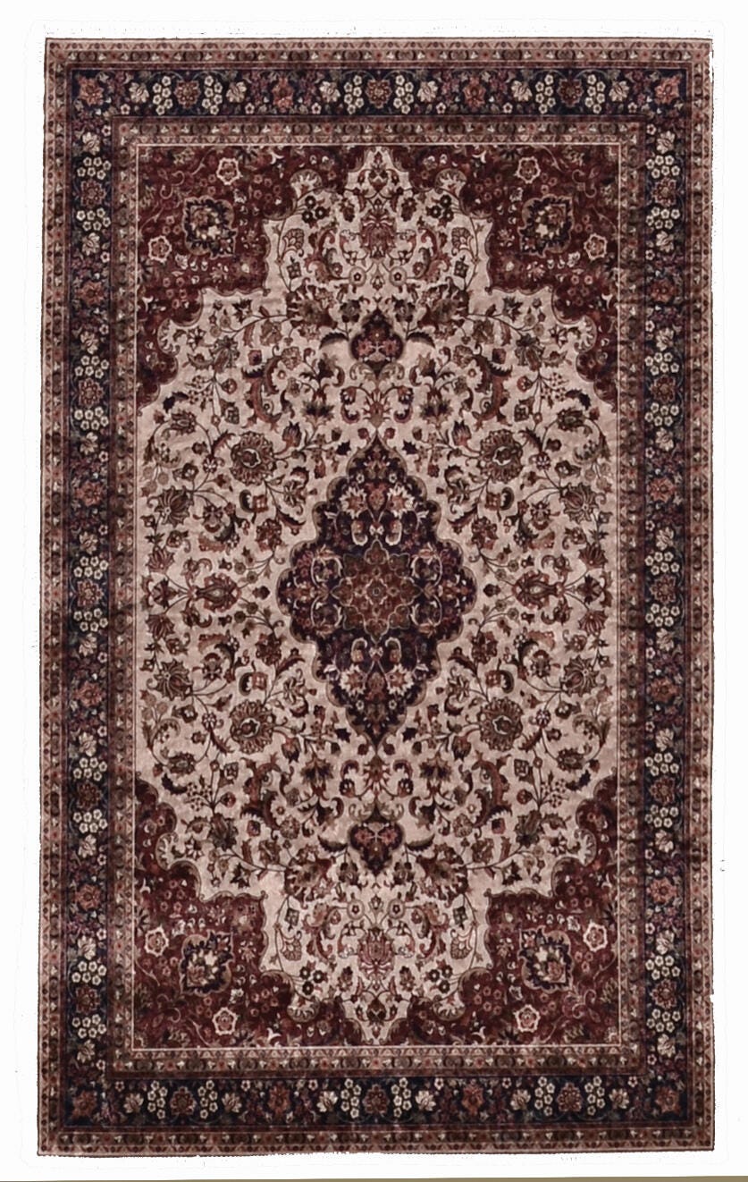 Linon Emerald Barton 2'2" x 3'2" Area Rug, Cream/Red, large