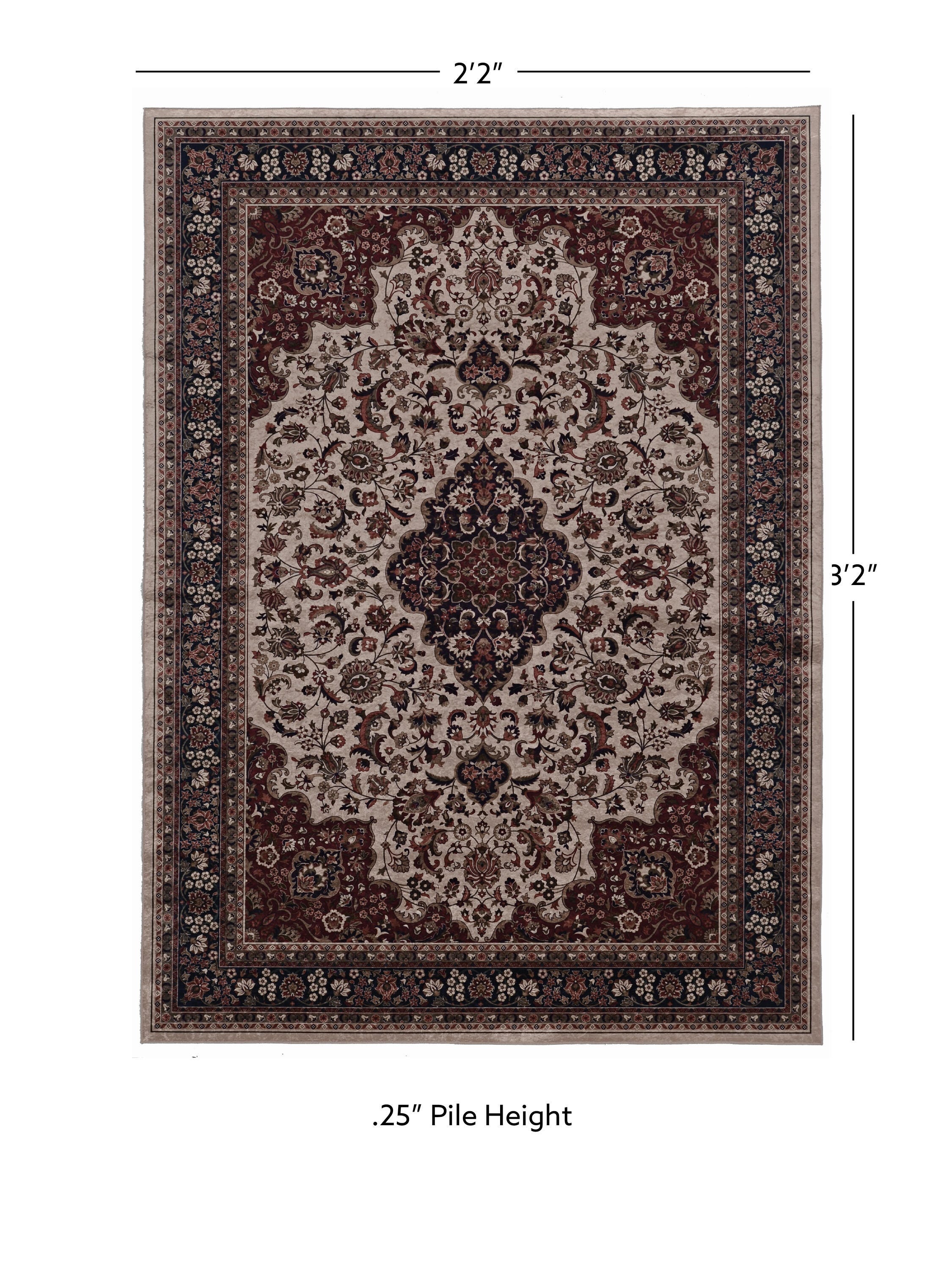 Linon Emerald Barton 2'2" x 3'2" Area Rug, Cream/Red, large