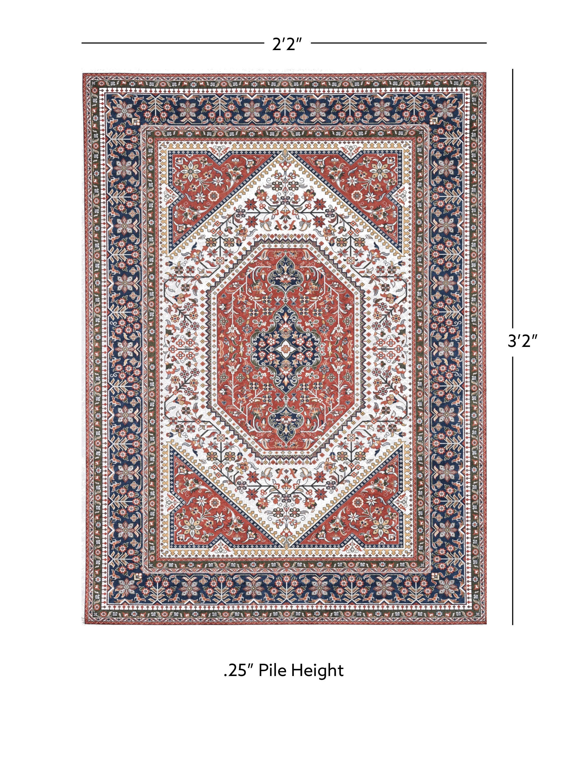 Linon Emerald Bayer 2'2" x 3'2" Area Rug, Red, large