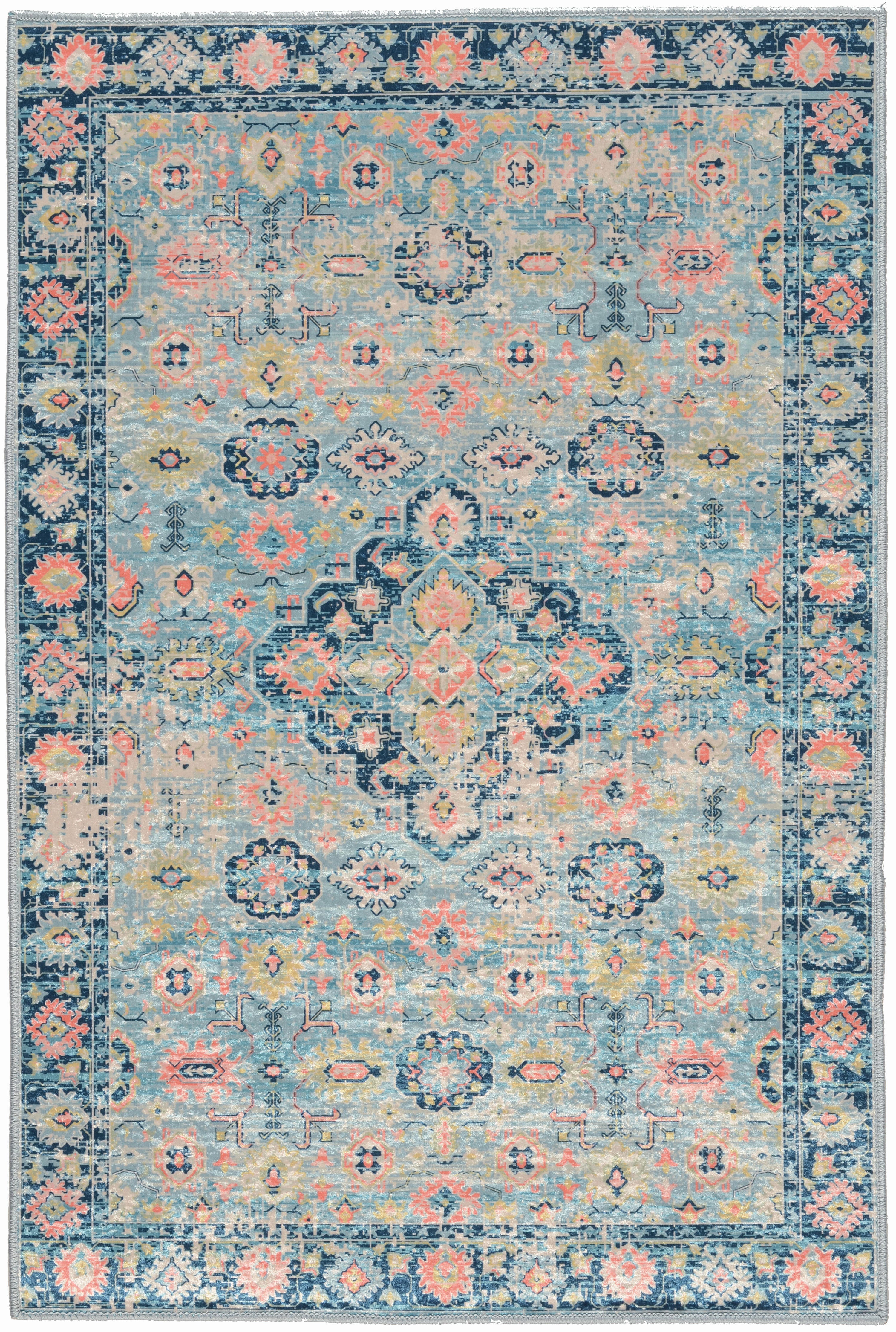Linon Emerald Canton 2'2" x 3'2" Area Rug, Blue, large
