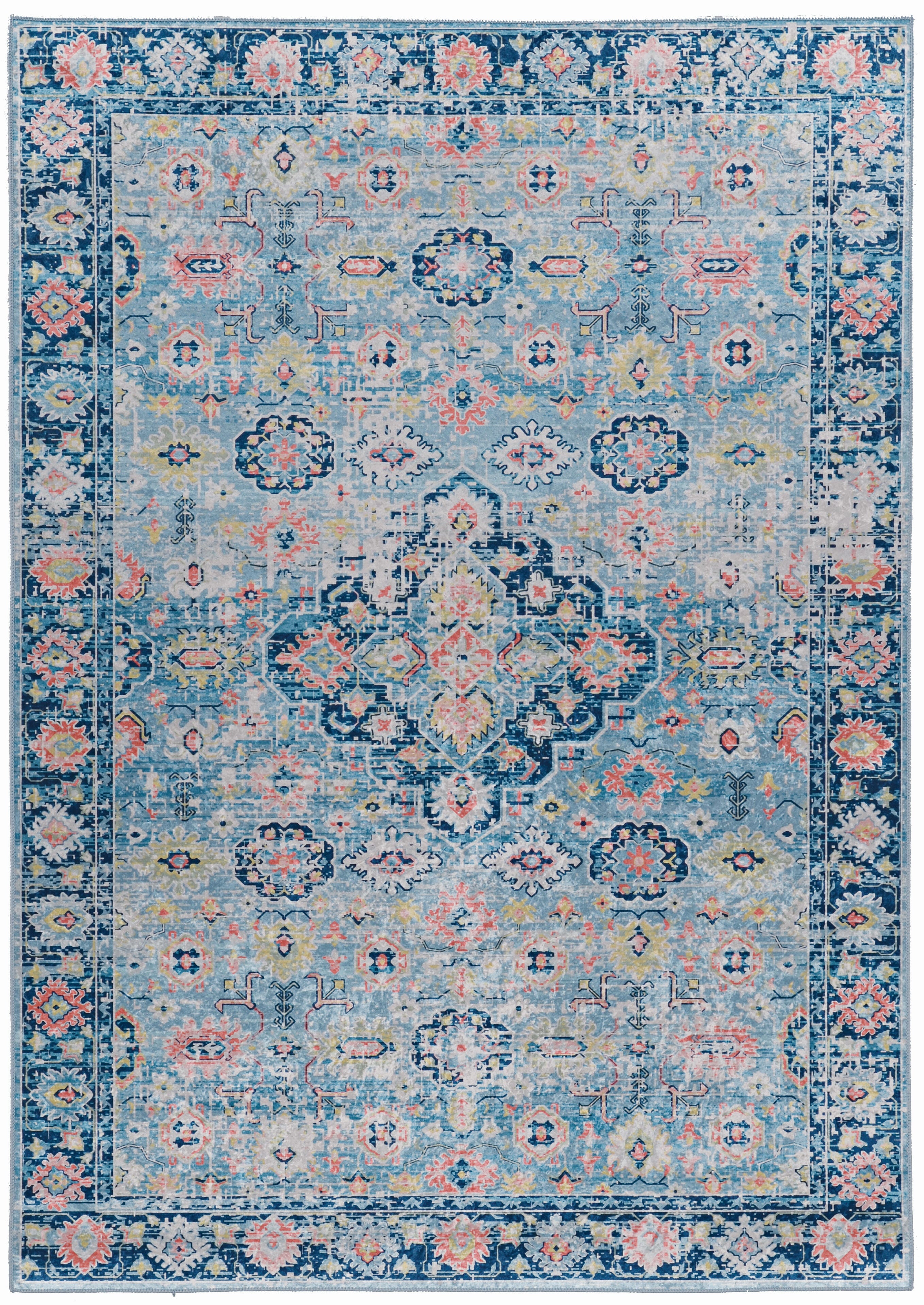 Linon Emerald Canton 3'3" x 5' Area Rug, Blue, large
