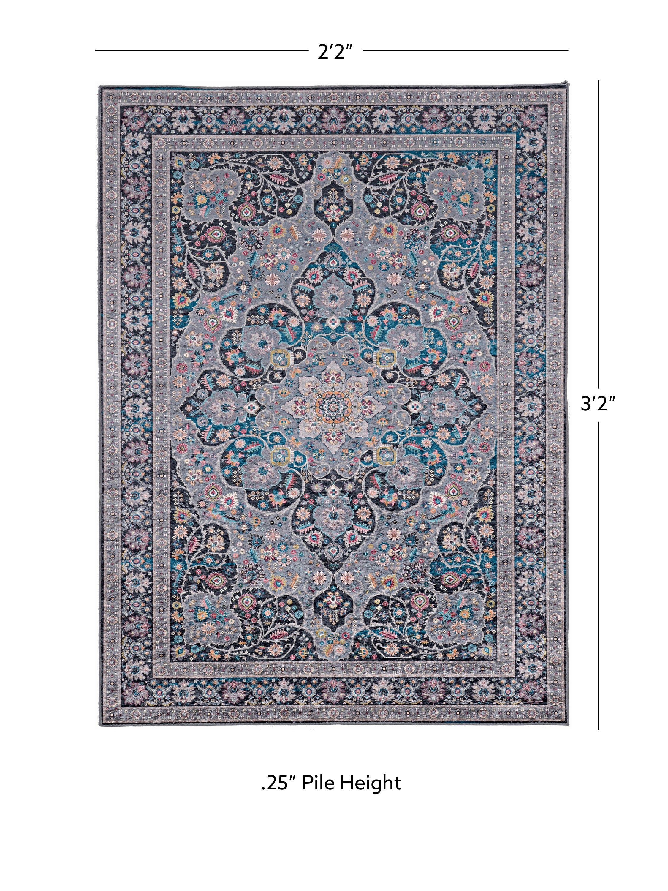 Linon Emerald Grenier 2'2" x 3'2" Area Rug, Gray, large