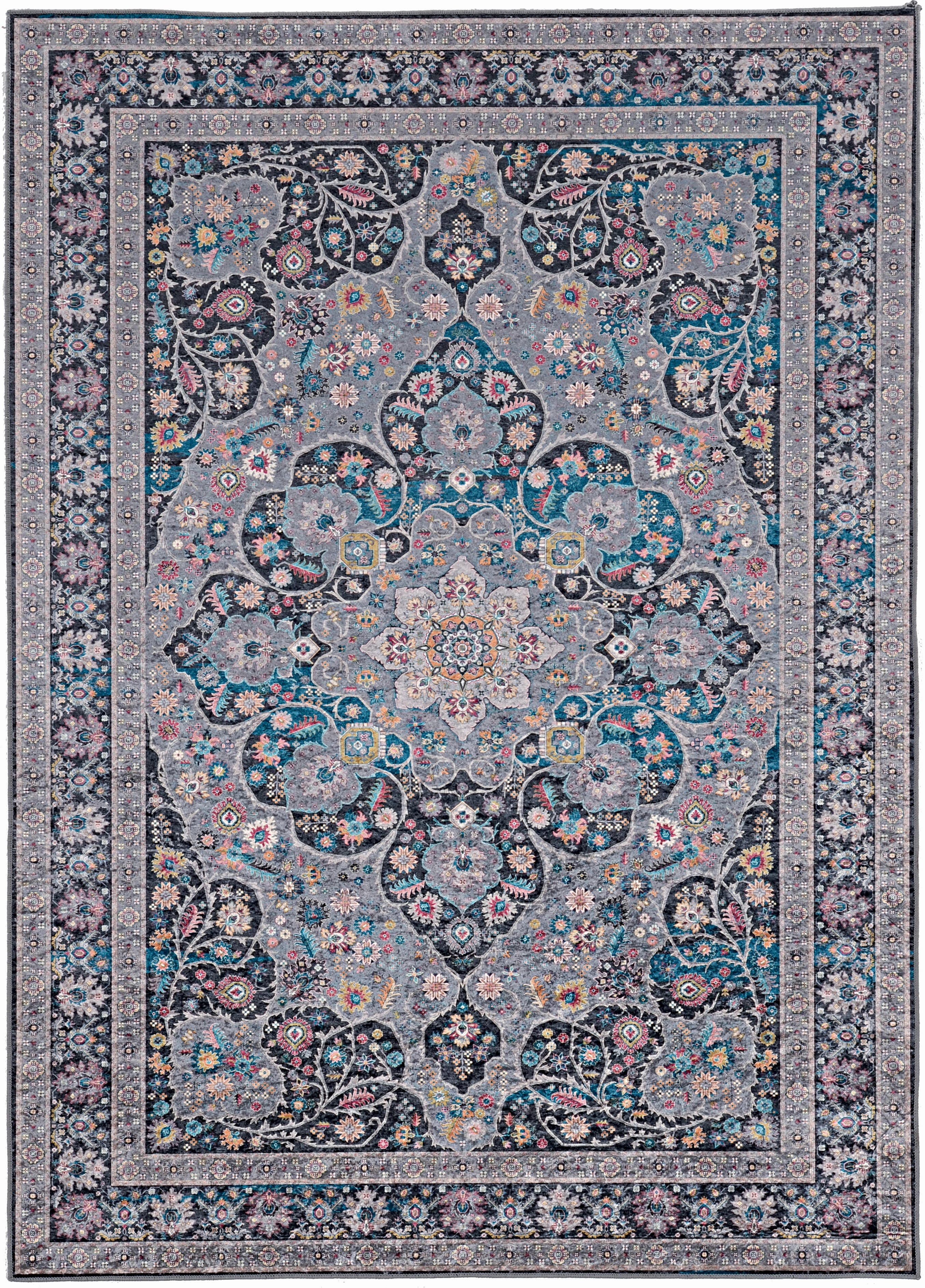 Linon Emerald Grenier 6'7" x 9'7" Area Rug, Gray, large