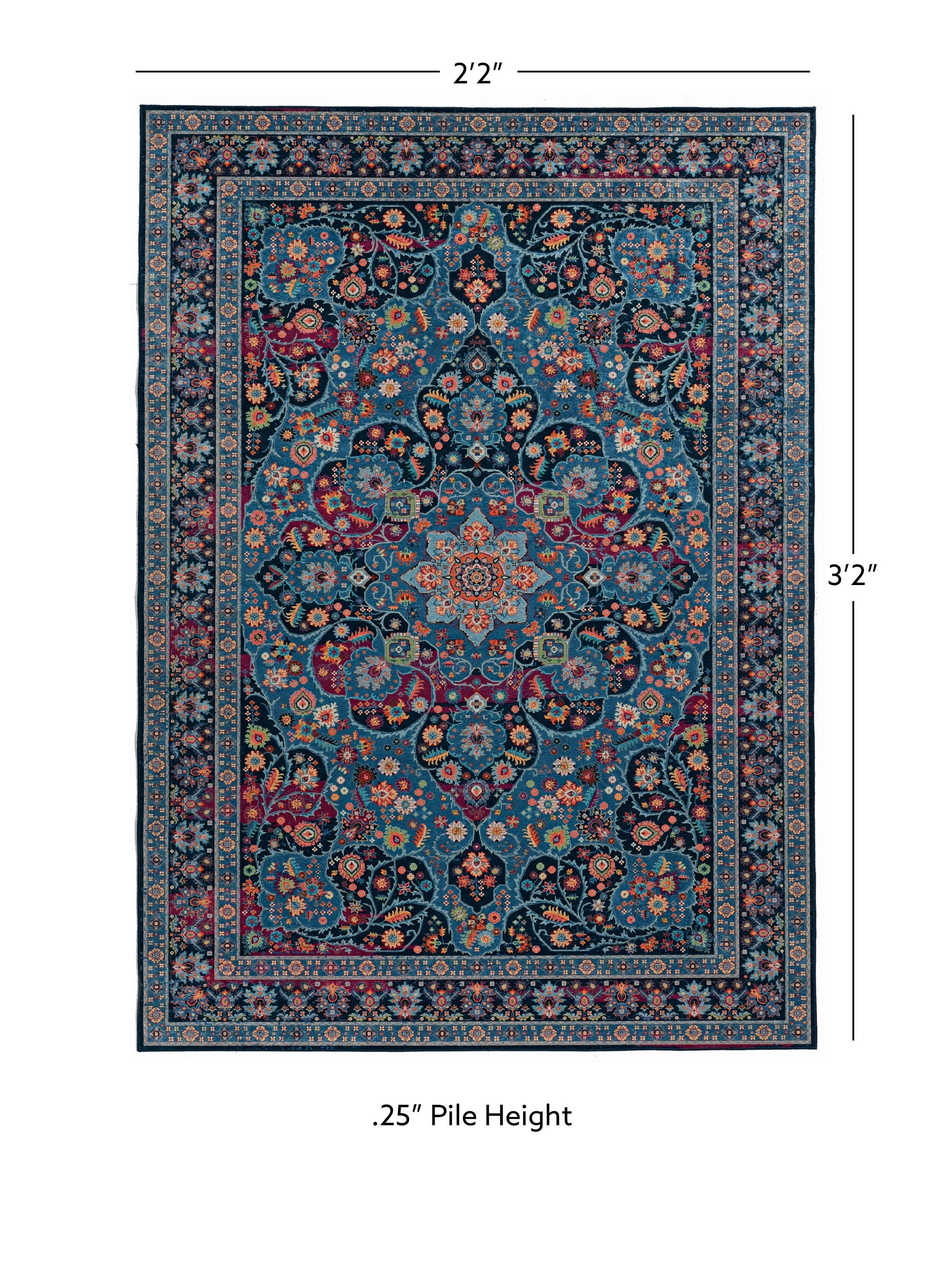 Linon Emerald Grenier 2'2" x 3'2" Area Rug, Navy, large