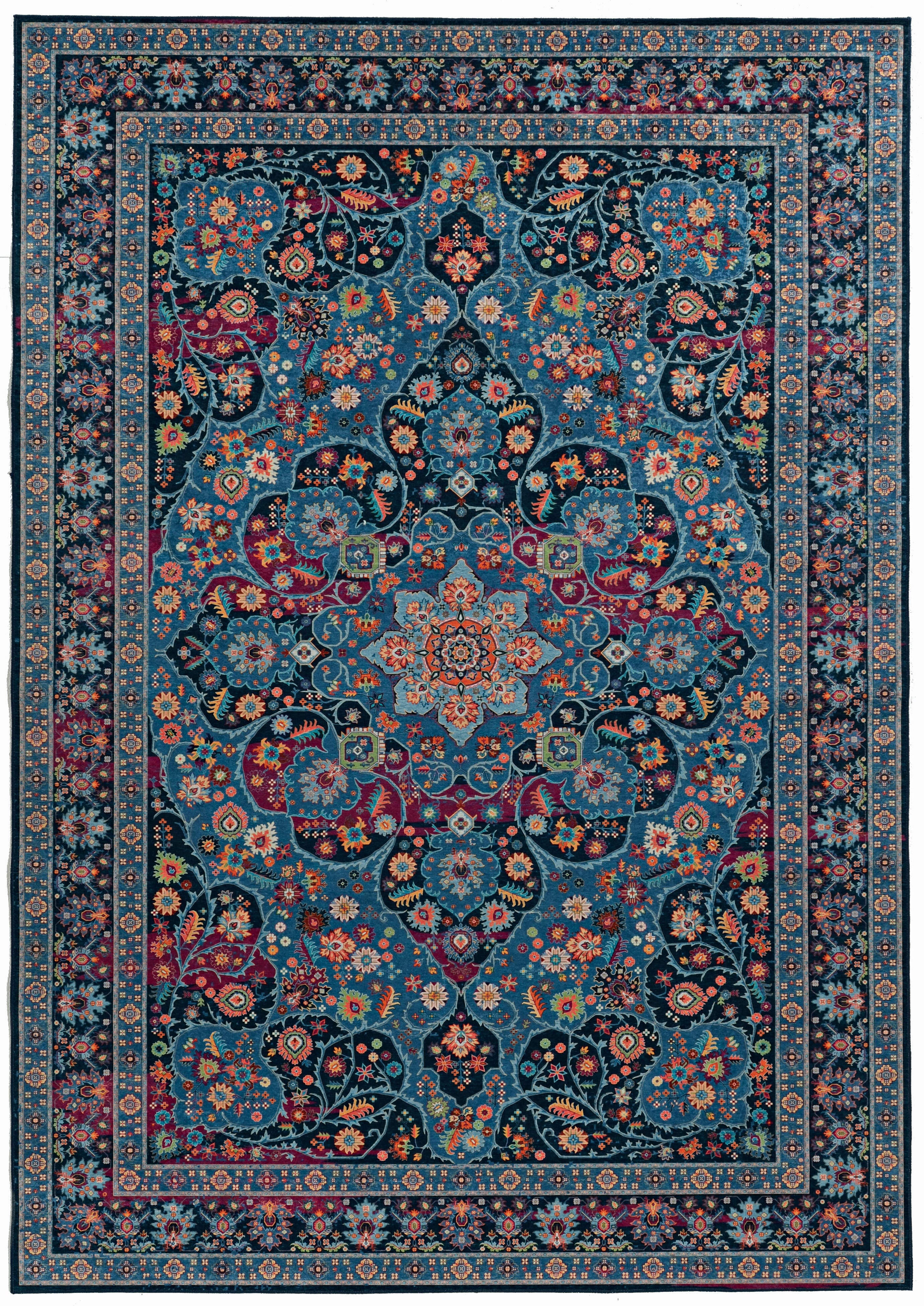 Linon Emerald Grenier 6'7" x 9'7" Area Rug, Navy, large