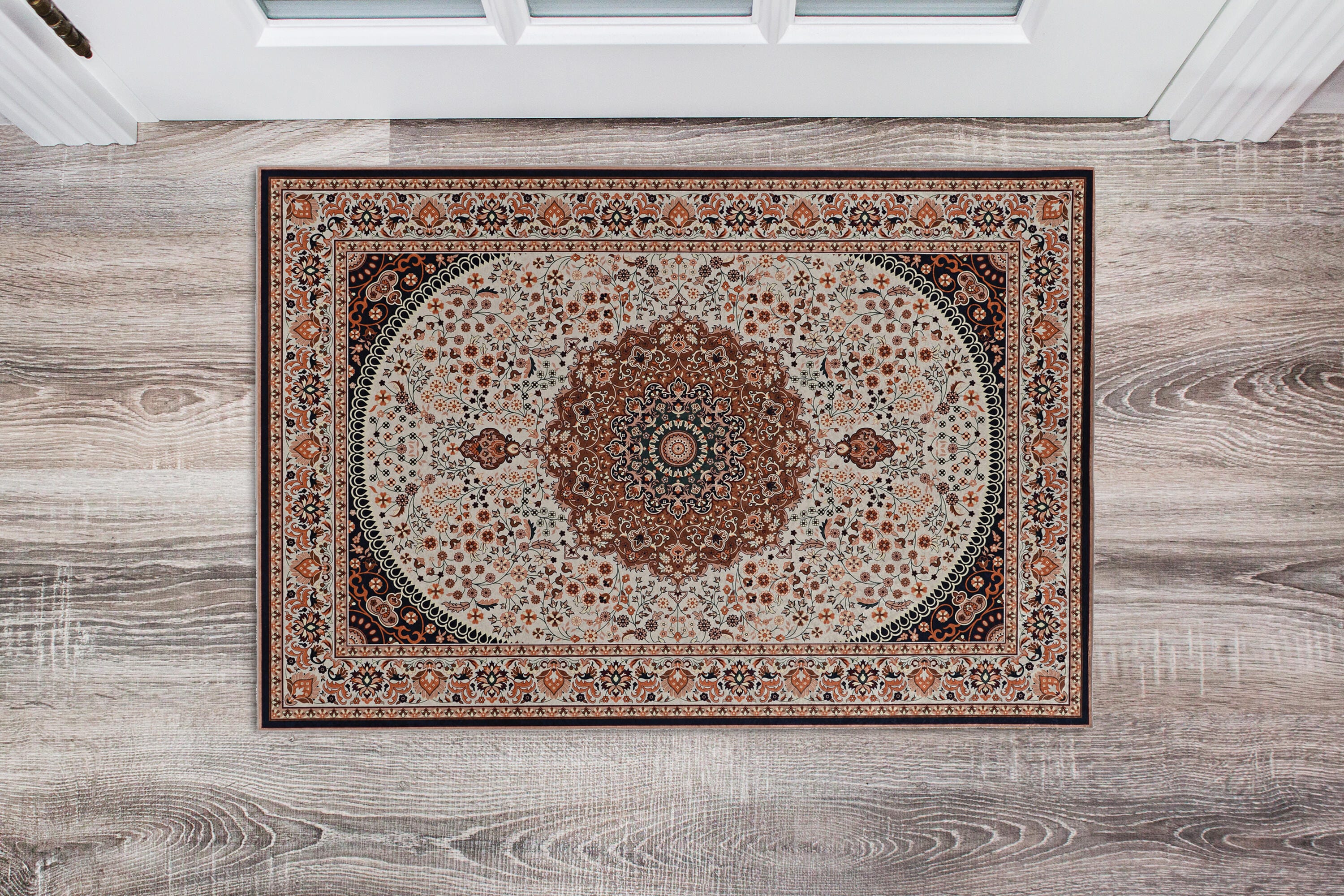 Linon Emerald Harris 2'2" x 3'2" Area Rug, Cream, rollover