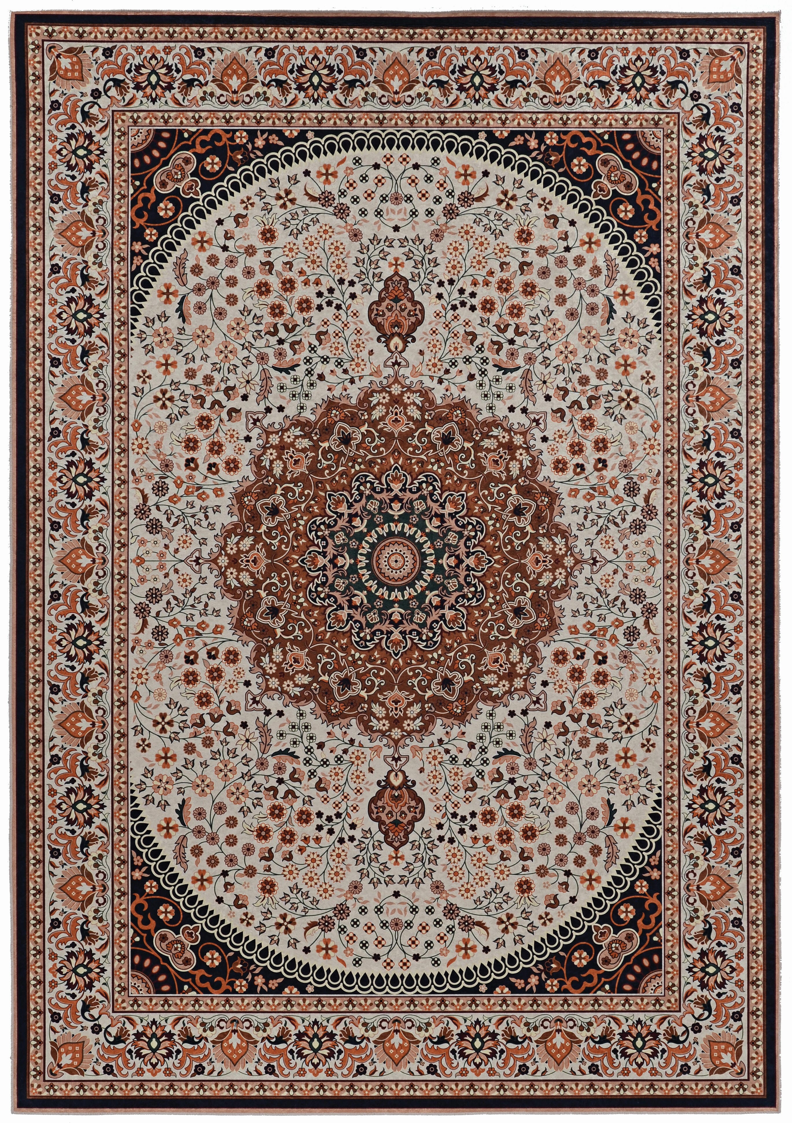 Linon Emerald Harris 6'7" x 9'7" Area Rug, Cream, large