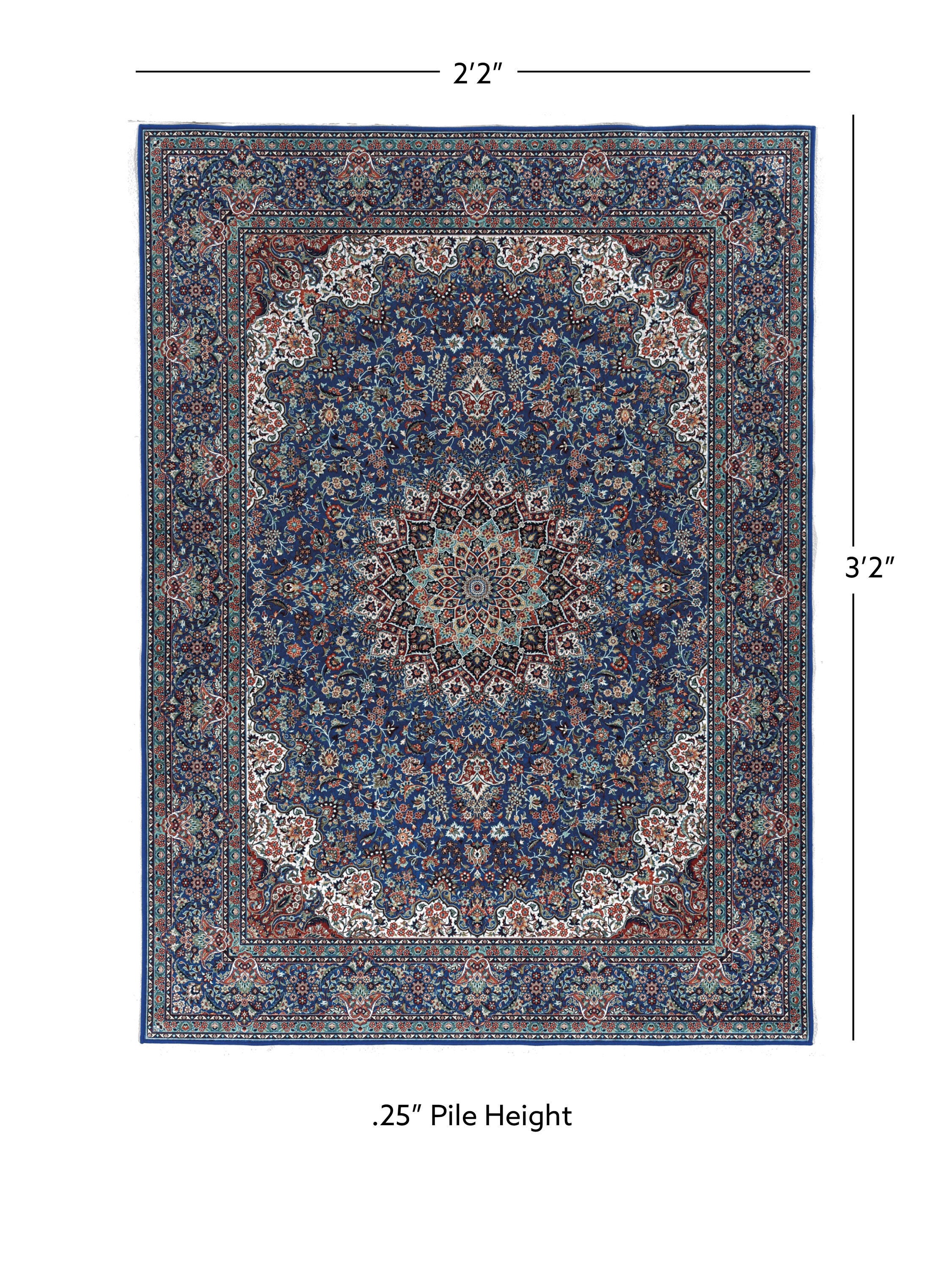 Linon Emerald Klein 2'2" x 3'2" Area Rug, Blue, large