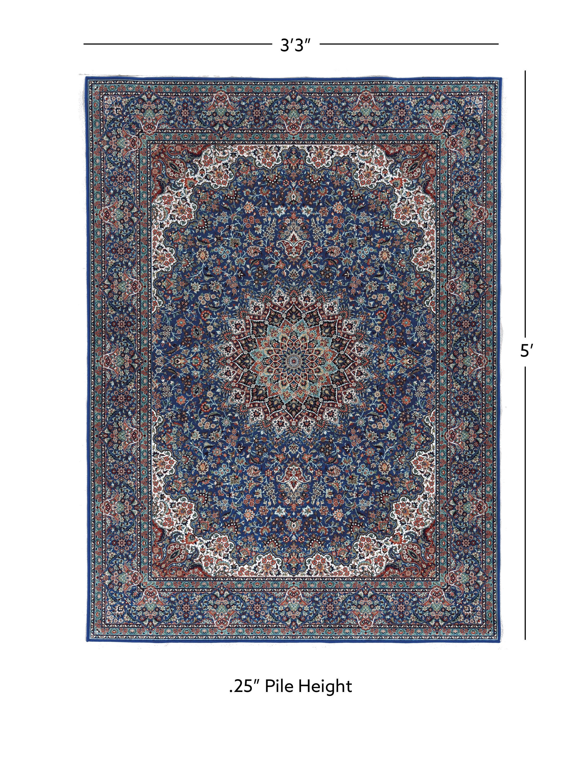 Linon Emerald Klein 3'3" x 5' Area Rug, Blue, large