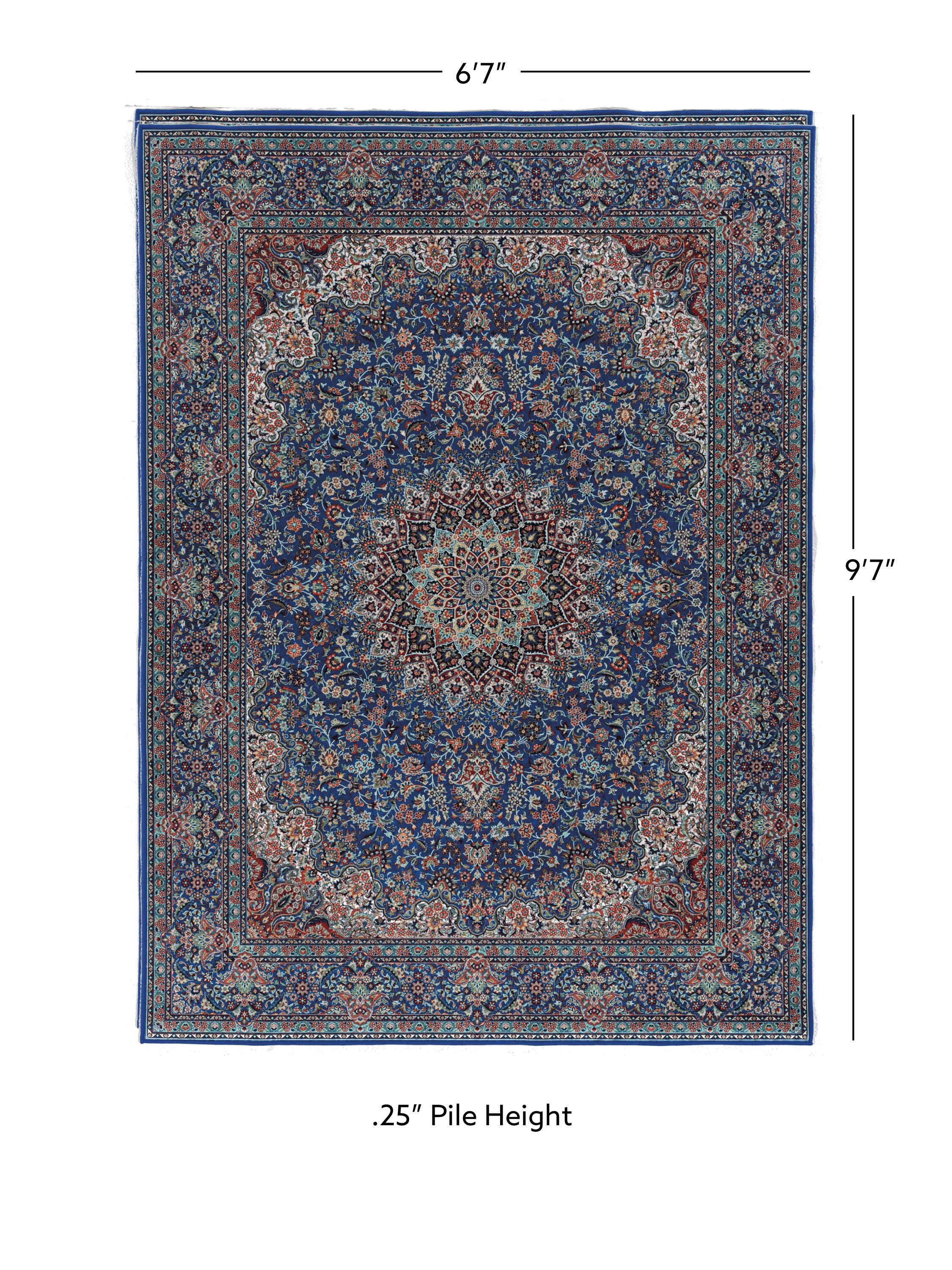 Linon Emerald Klein 6'7" x 9'7" Area Rug, Blue, large