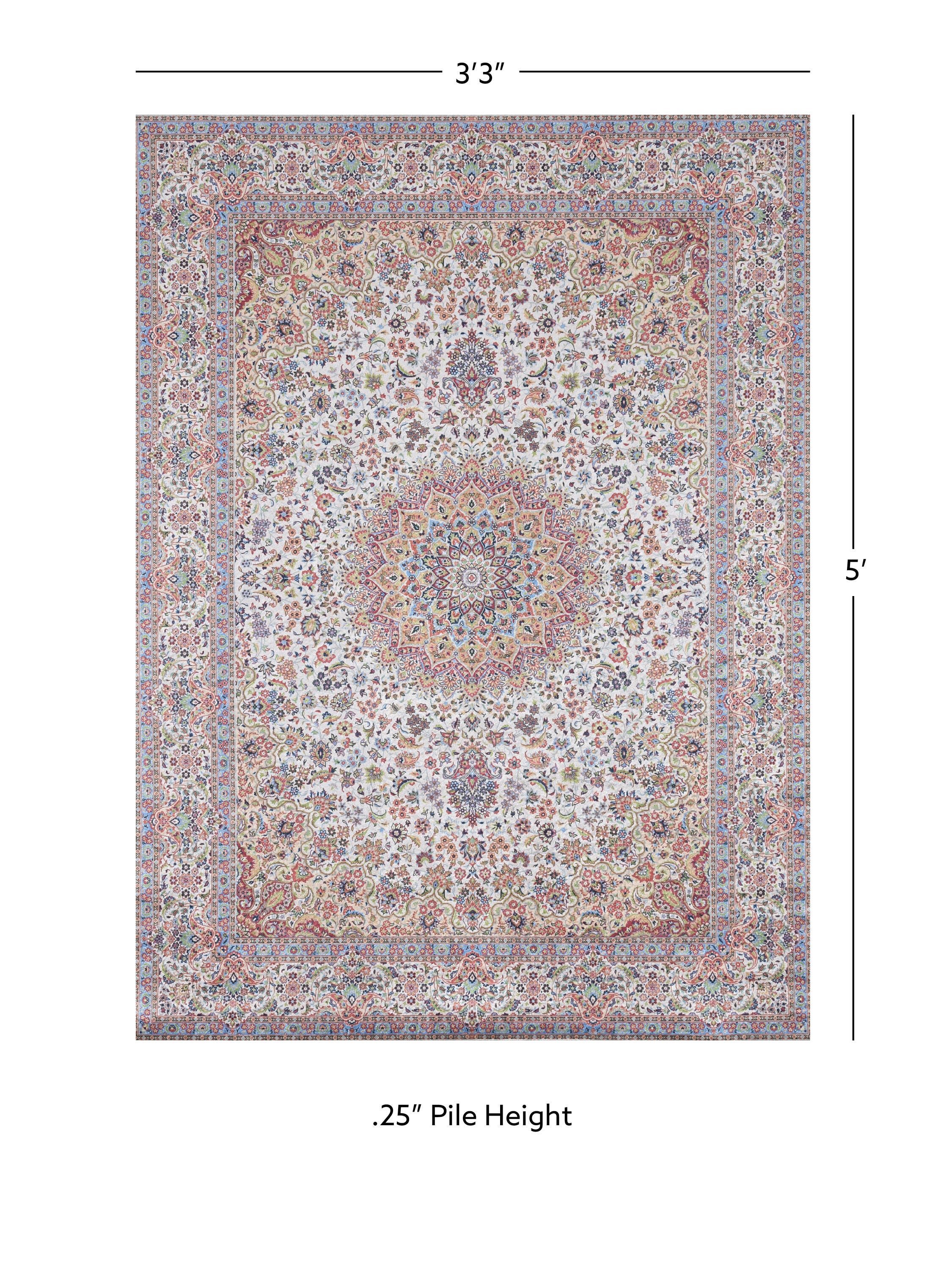 Linon Emerald Kramer 3'3" x 5' Area Rug, Ivory, large