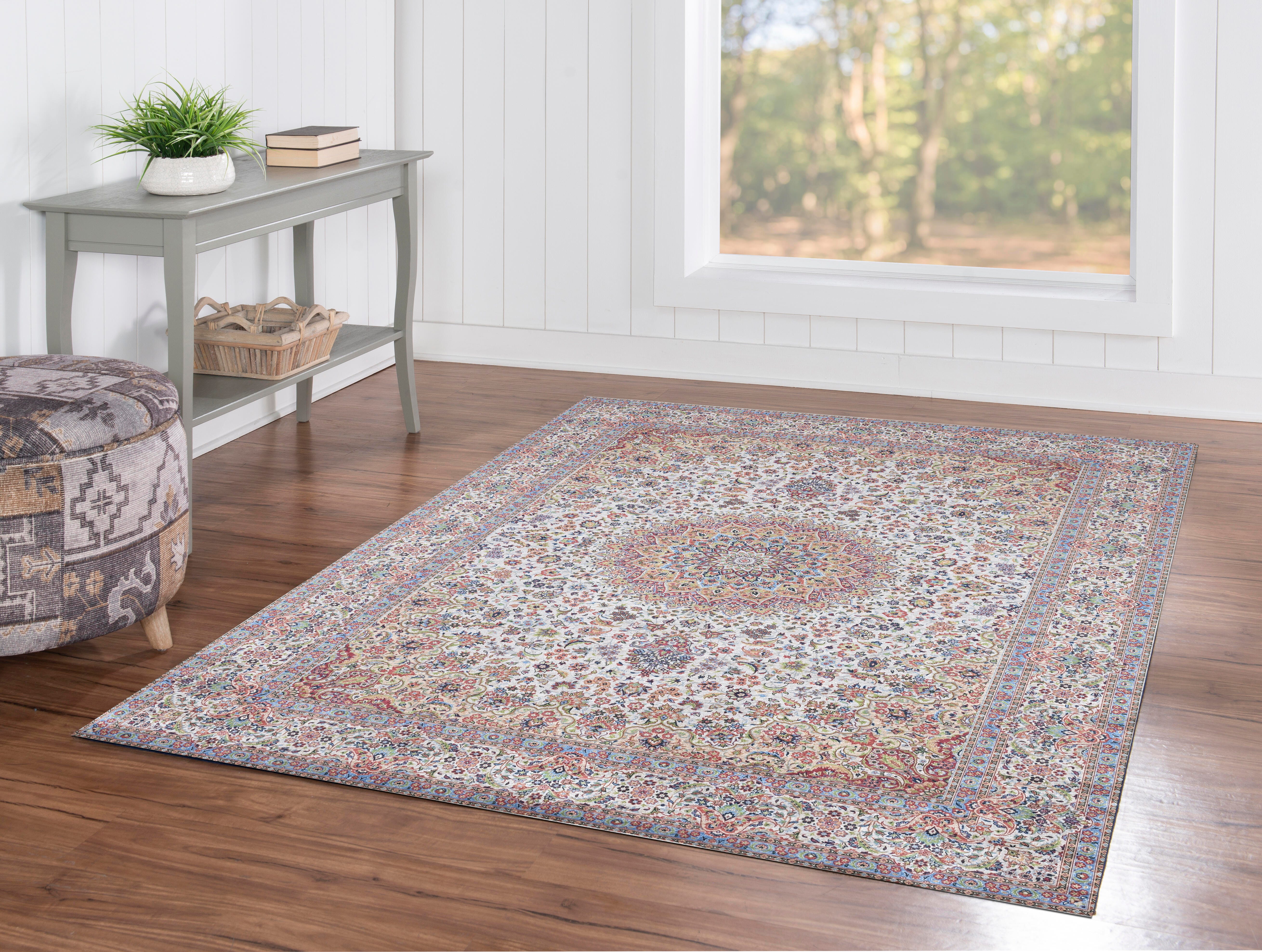 Linon Emerald Kramer 5' x 7' Area Rug, Ivory, large