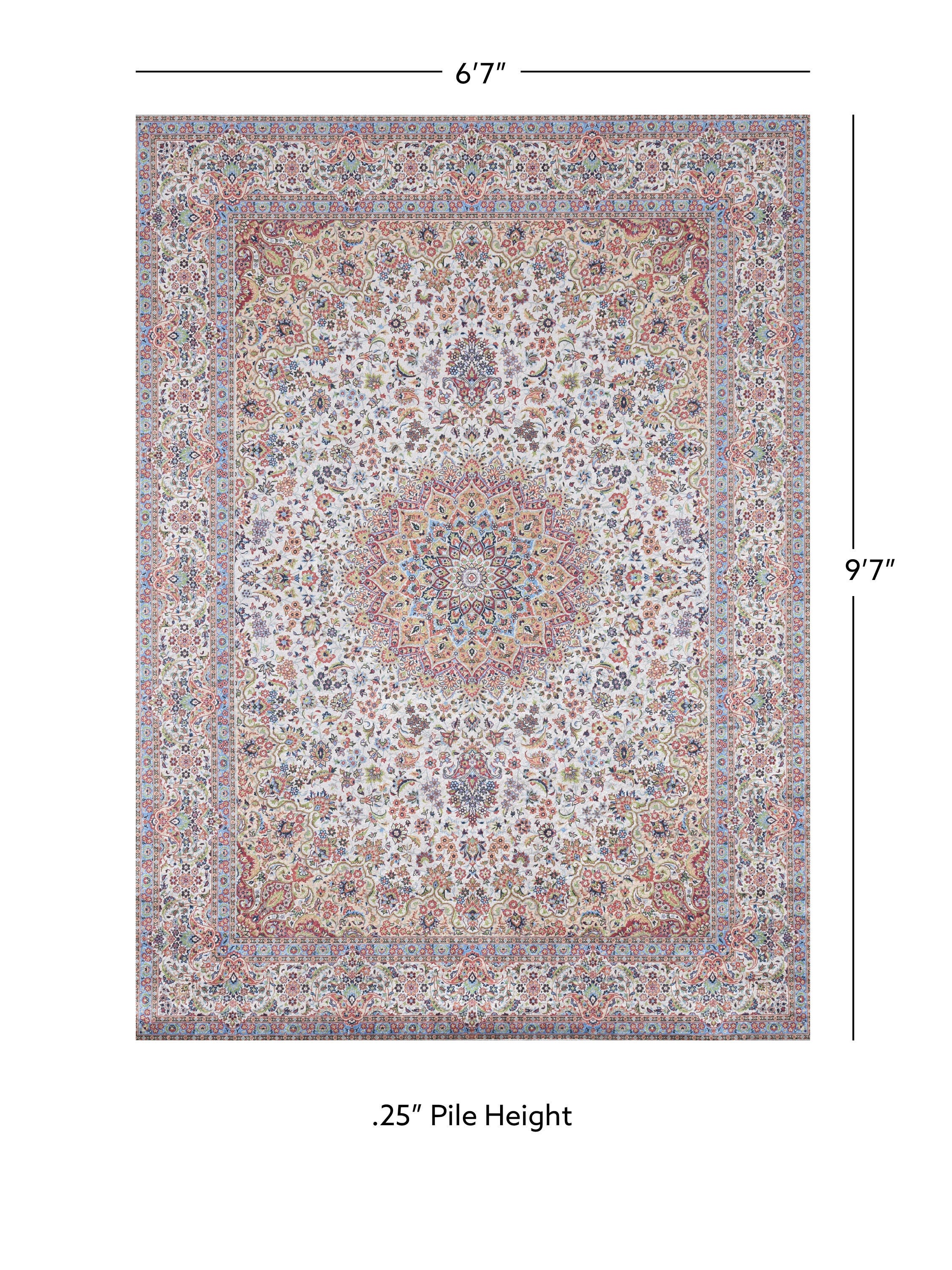 Linon Emerald Kramer 6'7" x 9'7" Area Rug, Ivory, large