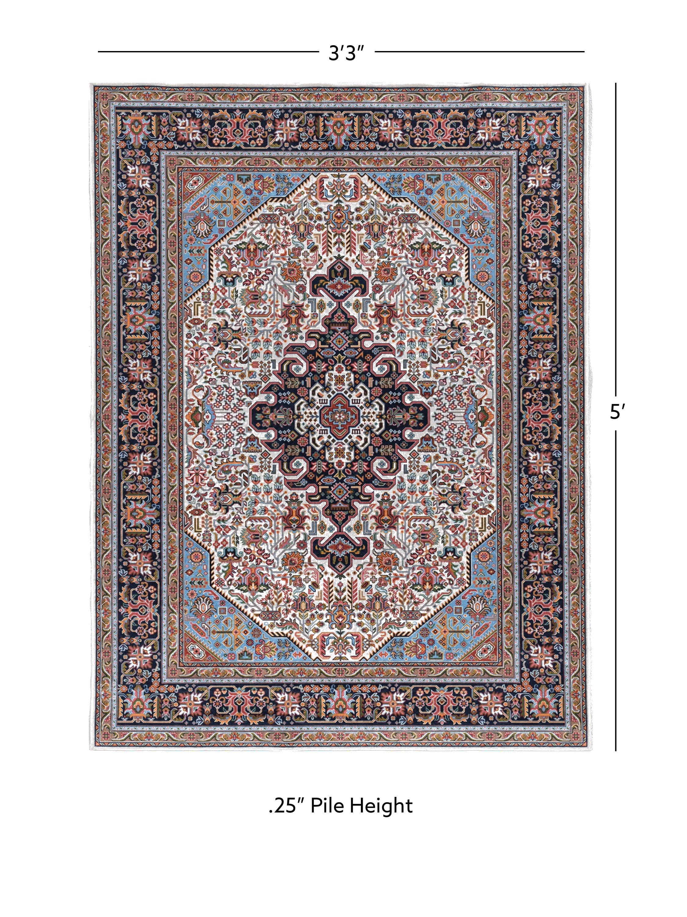 Linon Emerald Landis 3'3" x 5' Area Rug, Ivory, large