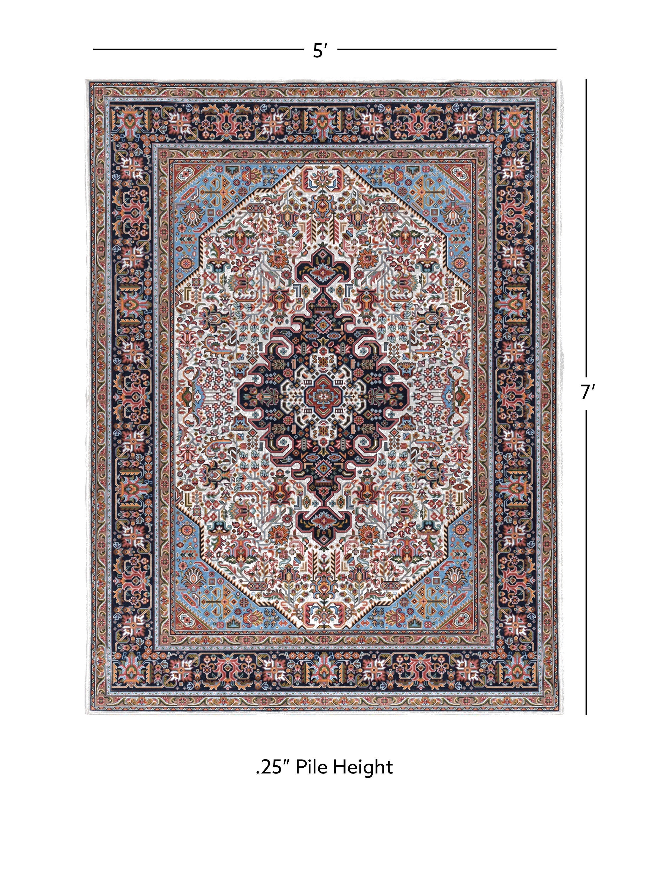 Linon Emerald Landis 5' x 7' Area Rug, Ivory, large