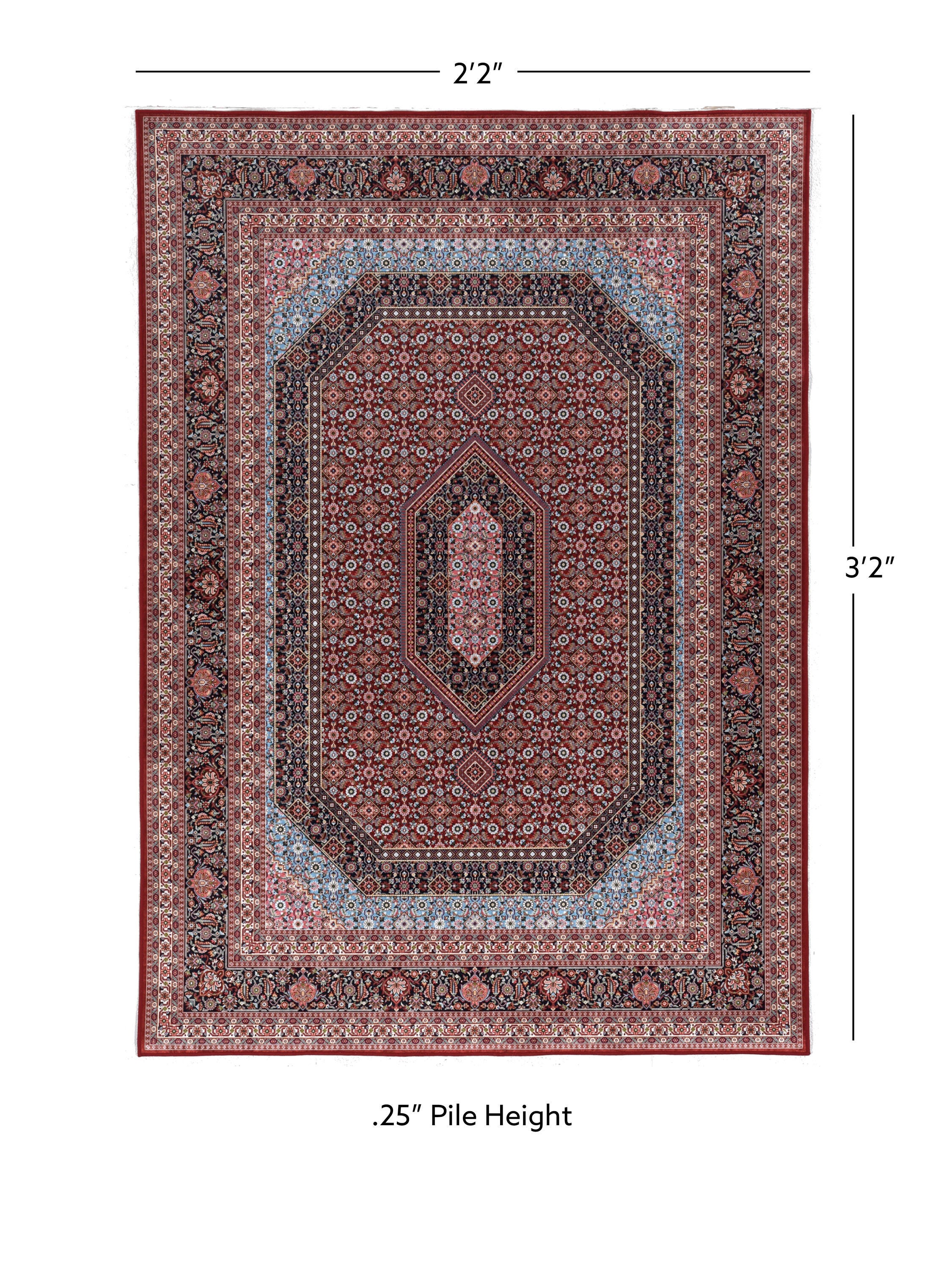 Linon Emerald Milton 2'2" x 3'2" Area Rug, Red, large