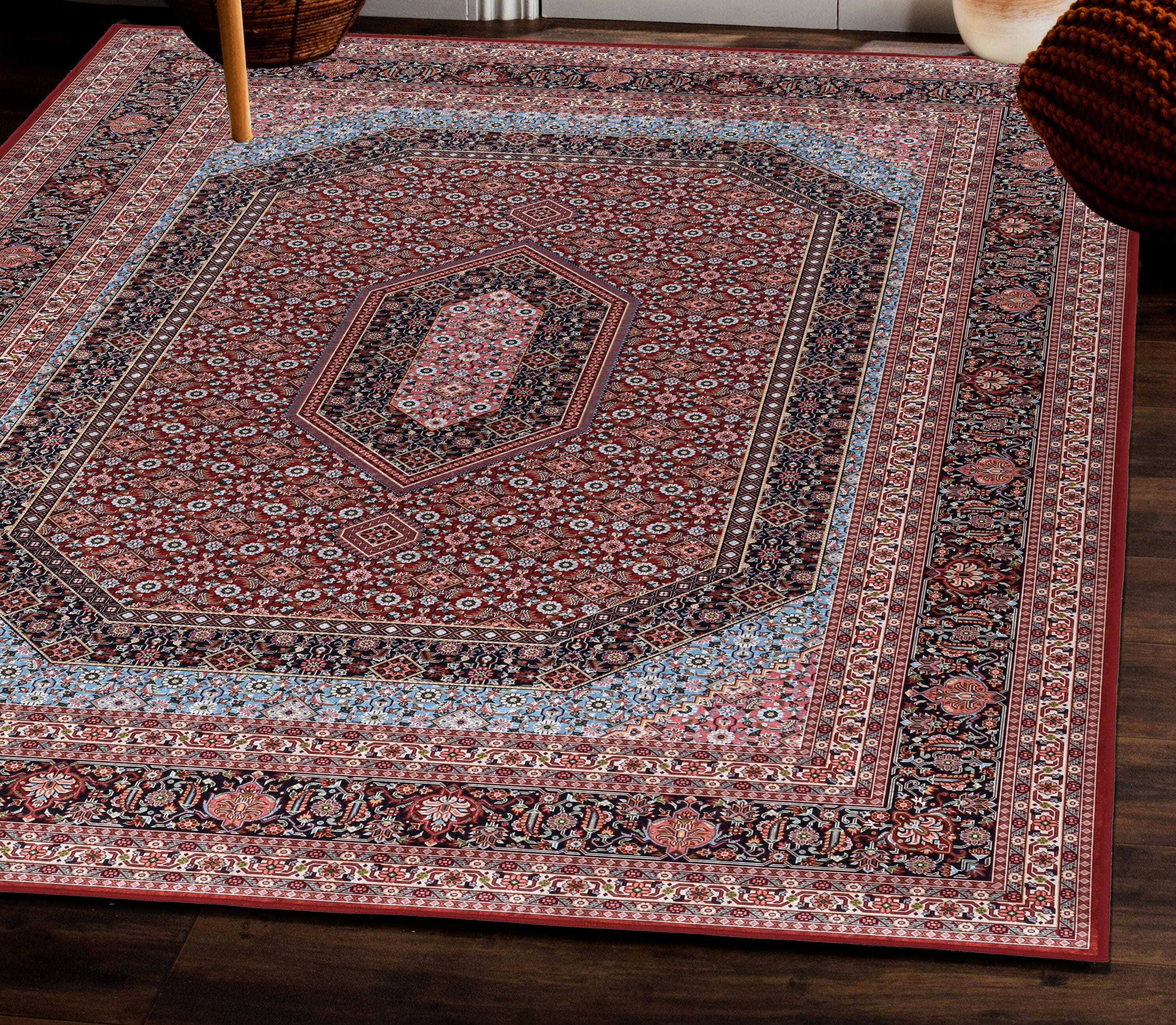 Linon Emerald Milton 5' x 7' Area Rug, Red, large