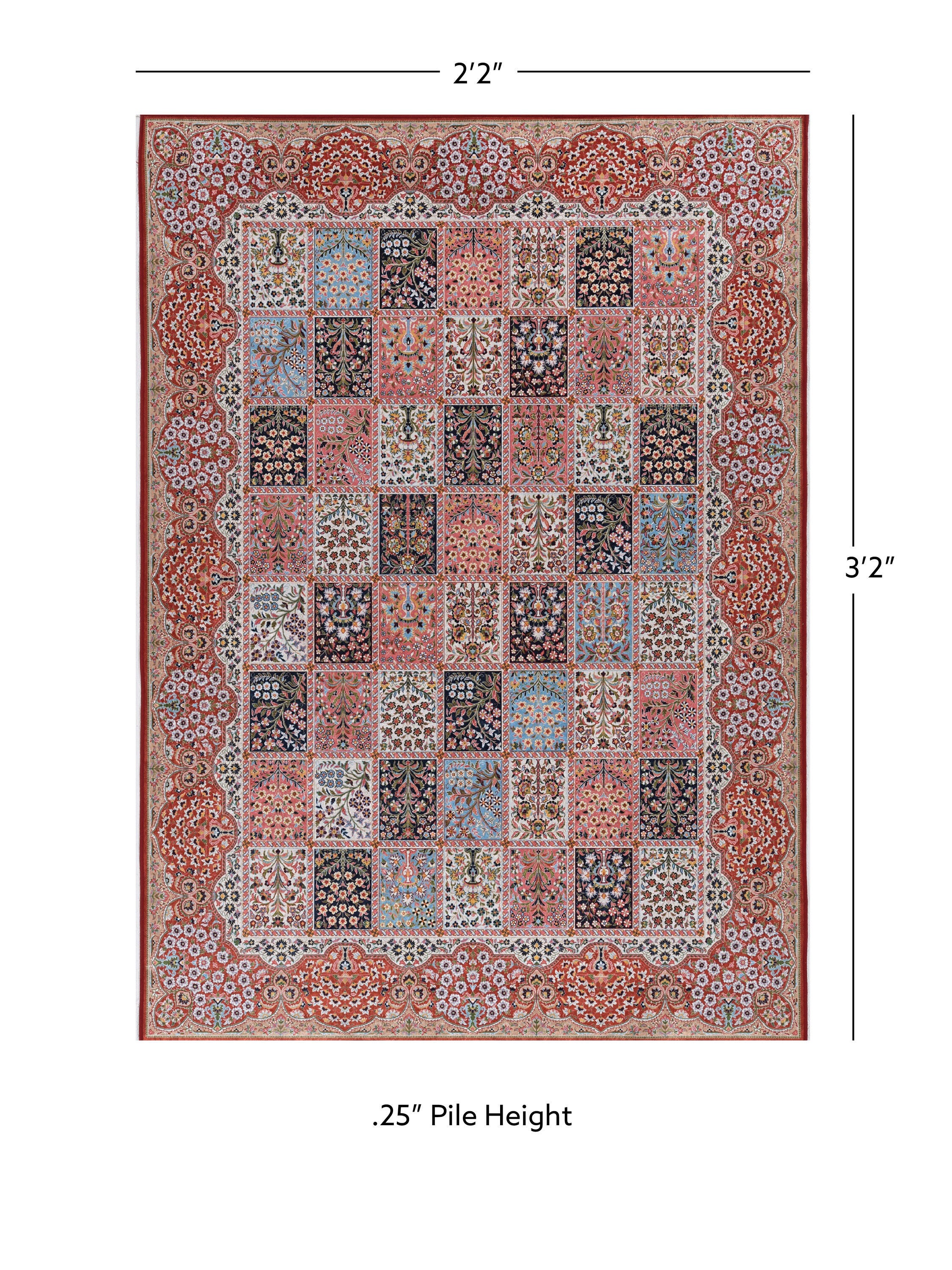 Linon Emerald Morris 2'2" x 3'2" Area Rug, Red, large