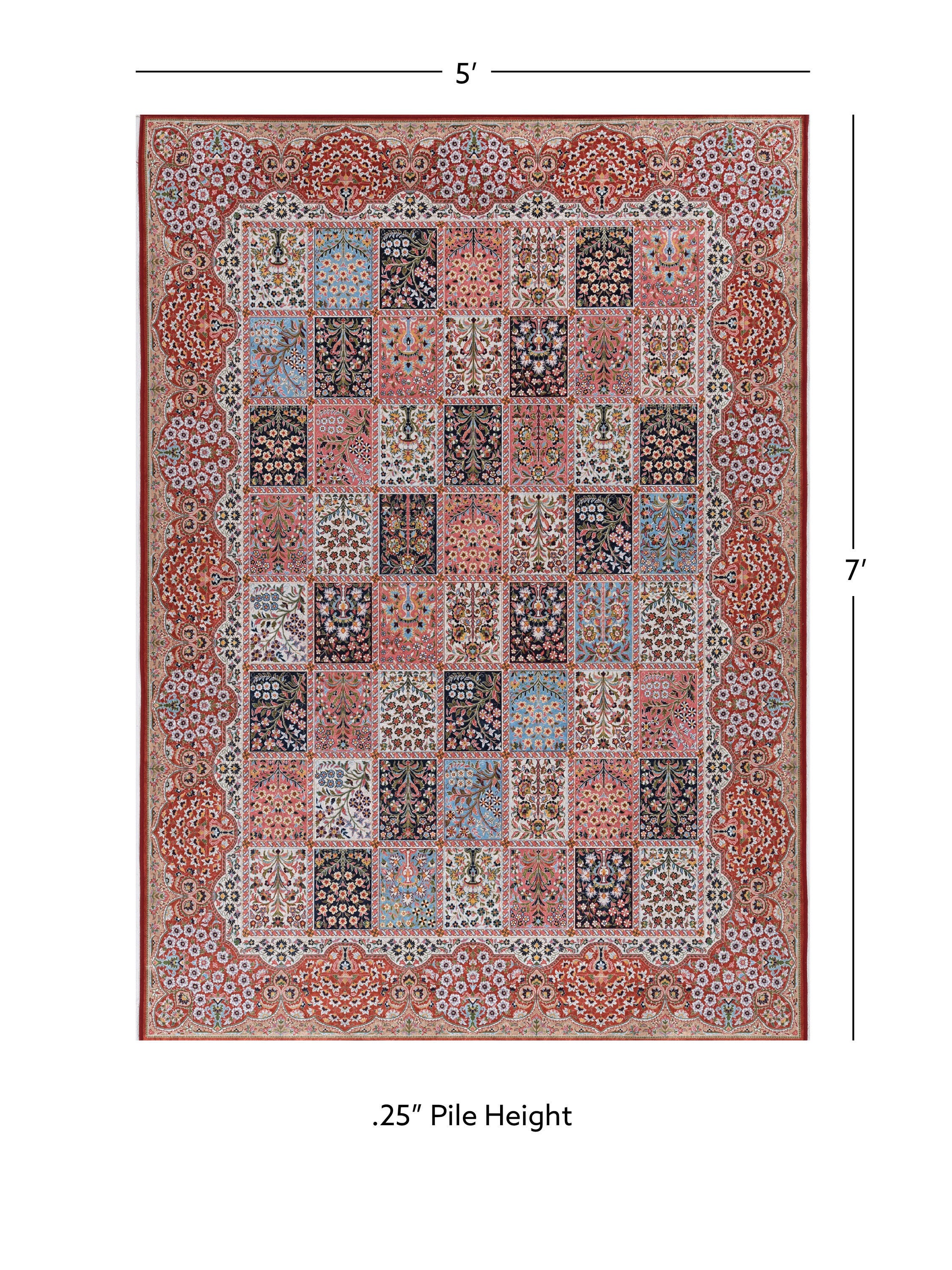 Linon Emerald Morris 5' x 7' Area Rug, Red, large