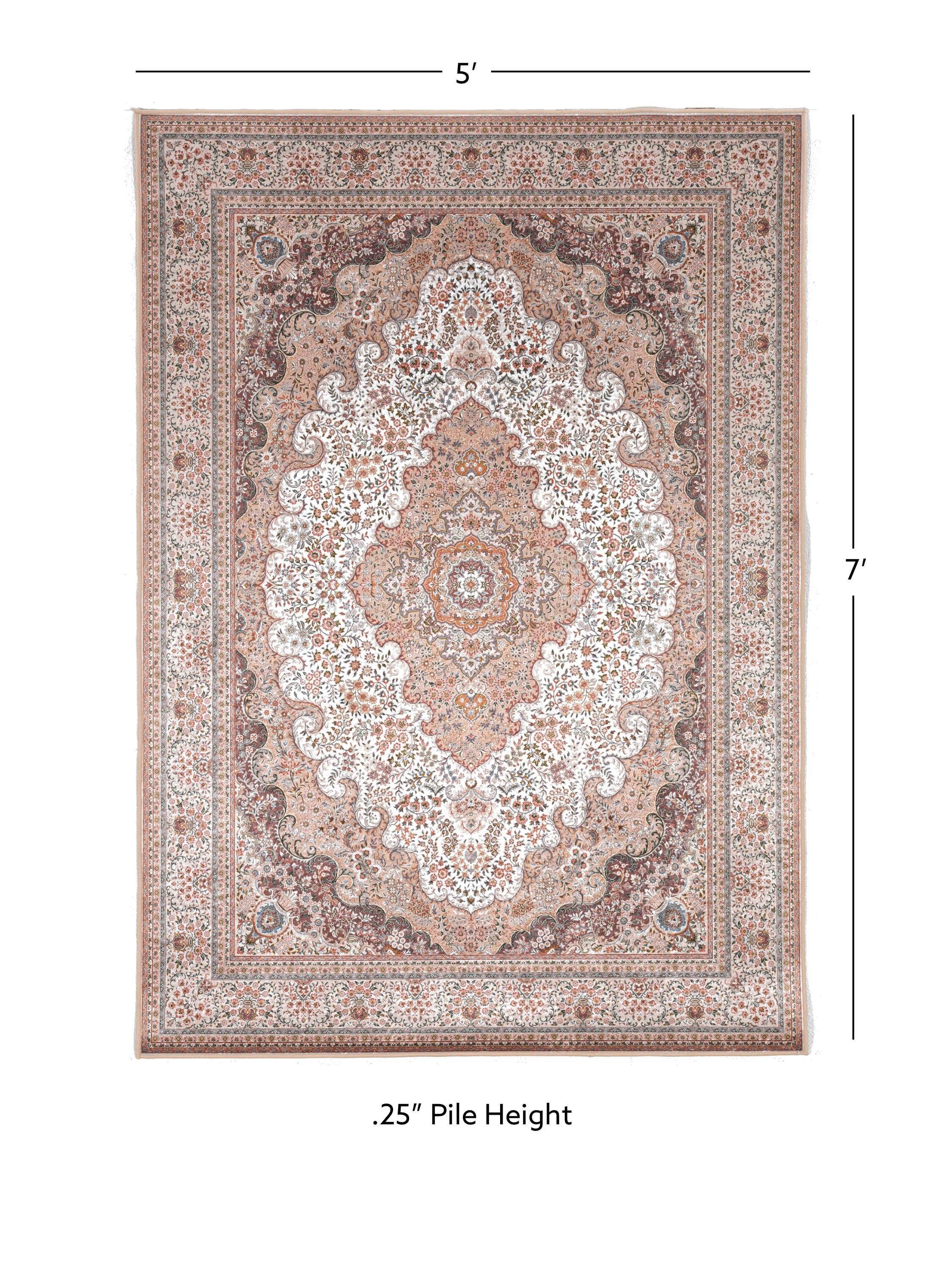 Linon Emerald Myer 5' x 7' Area Rug, Ivory, large