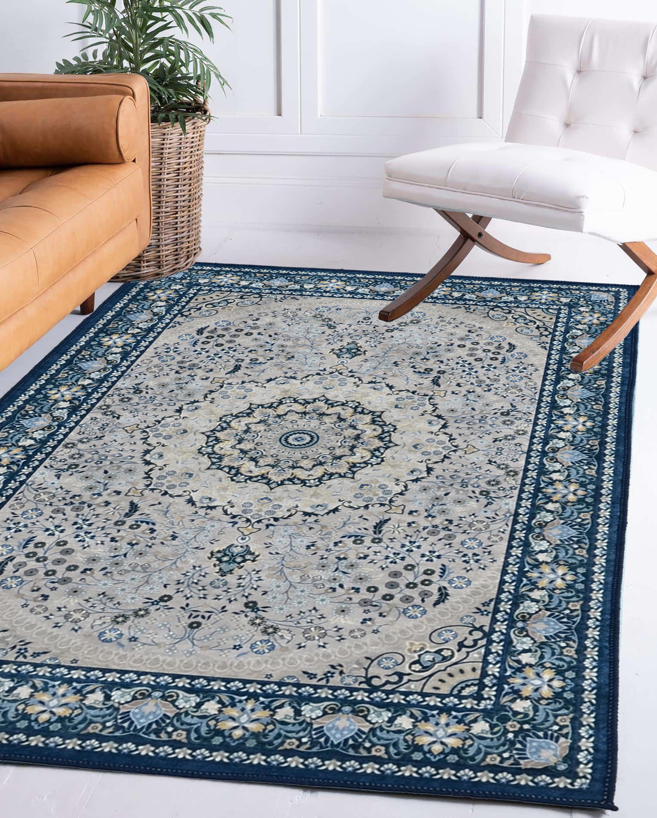 Linon Emerald Paulson 5' x 7' Area Rug, Cream, rollover