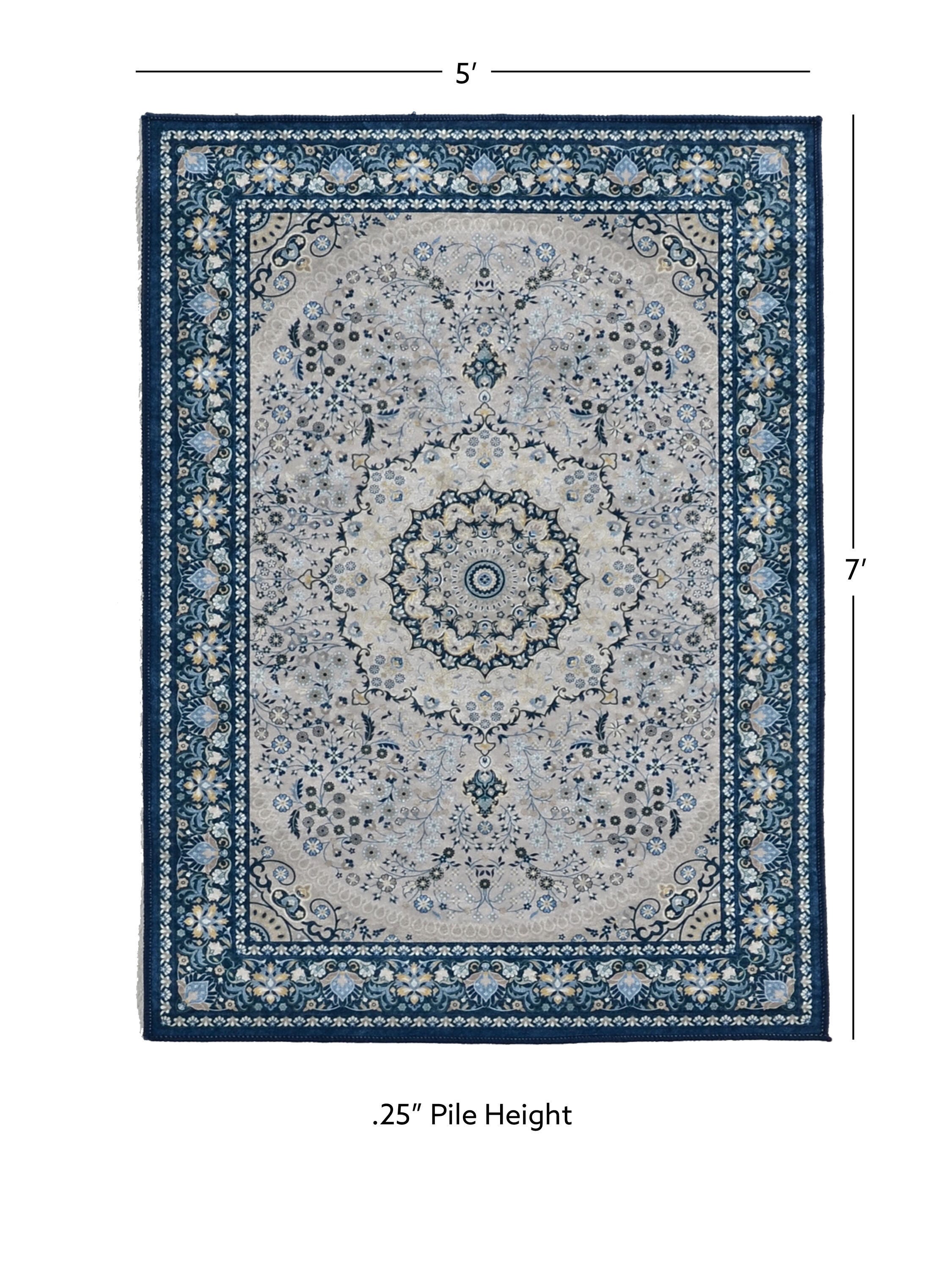 Linon Emerald Paulson 5' x 7' Area Rug, Cream, large