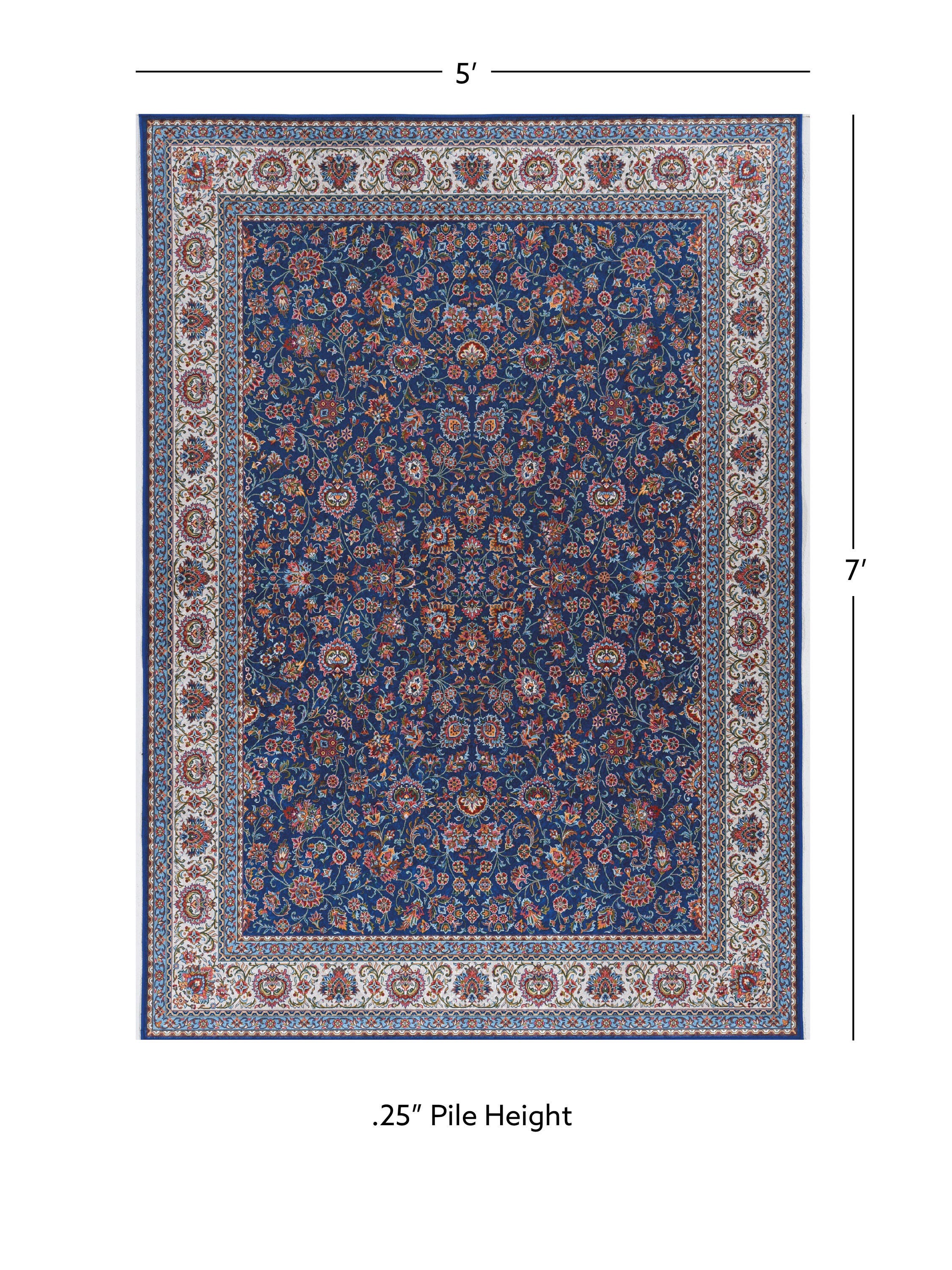 Linon Emerald Ritchie 5' x 7' Area Rug, Blue, large
