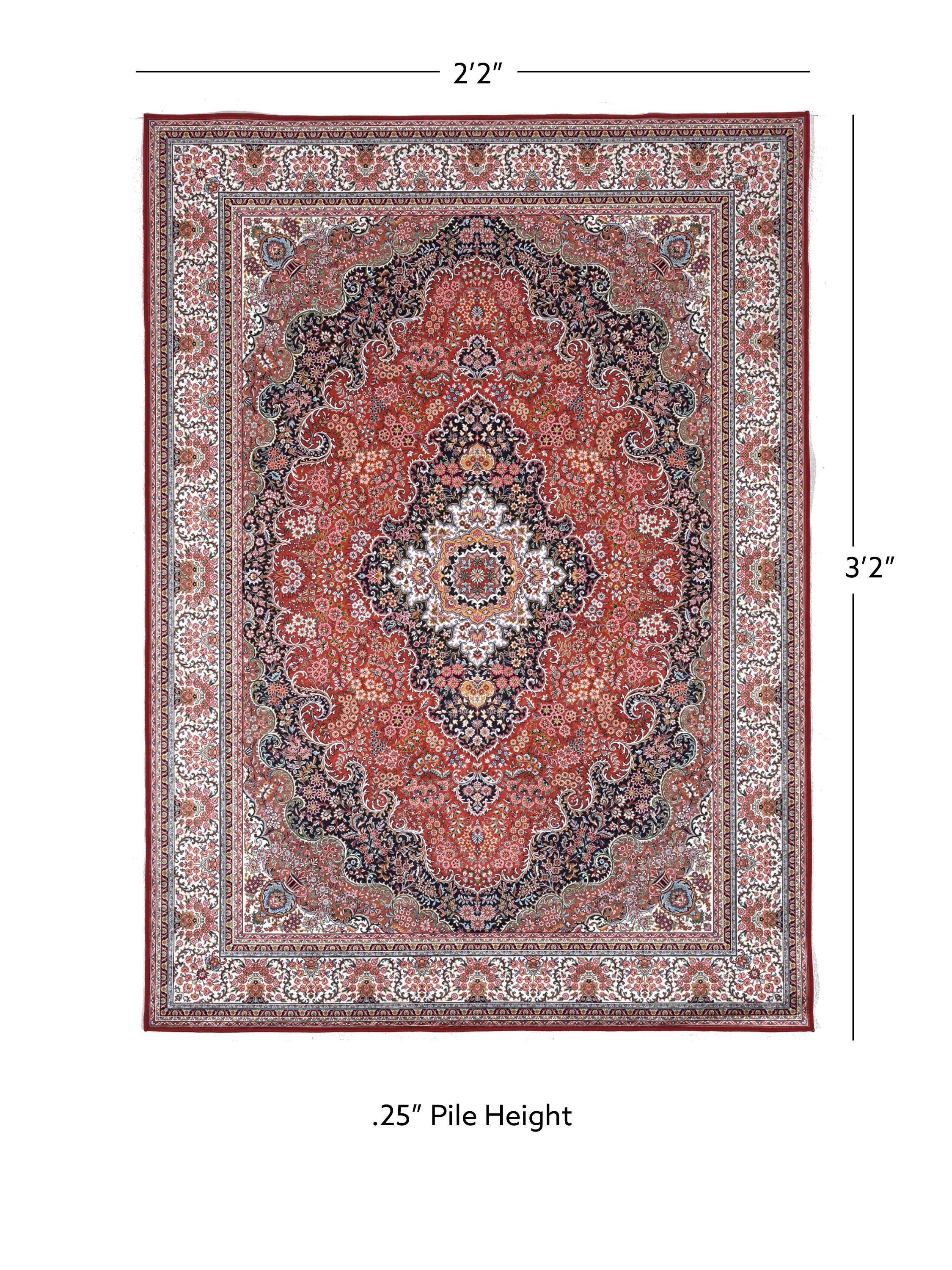 Linon Emerald Sanlin 2'2" x 3'2" Area Rug, Red, large