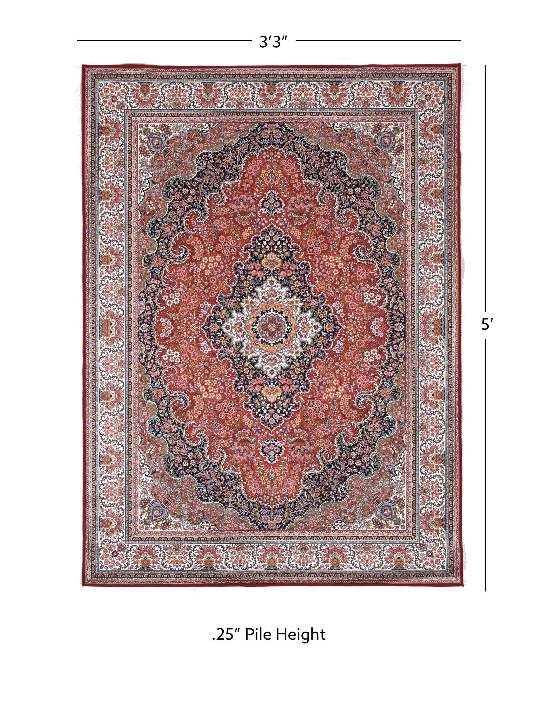 Linon Emerald Sanlin 3'3" x 5' Area Rug, Red, large