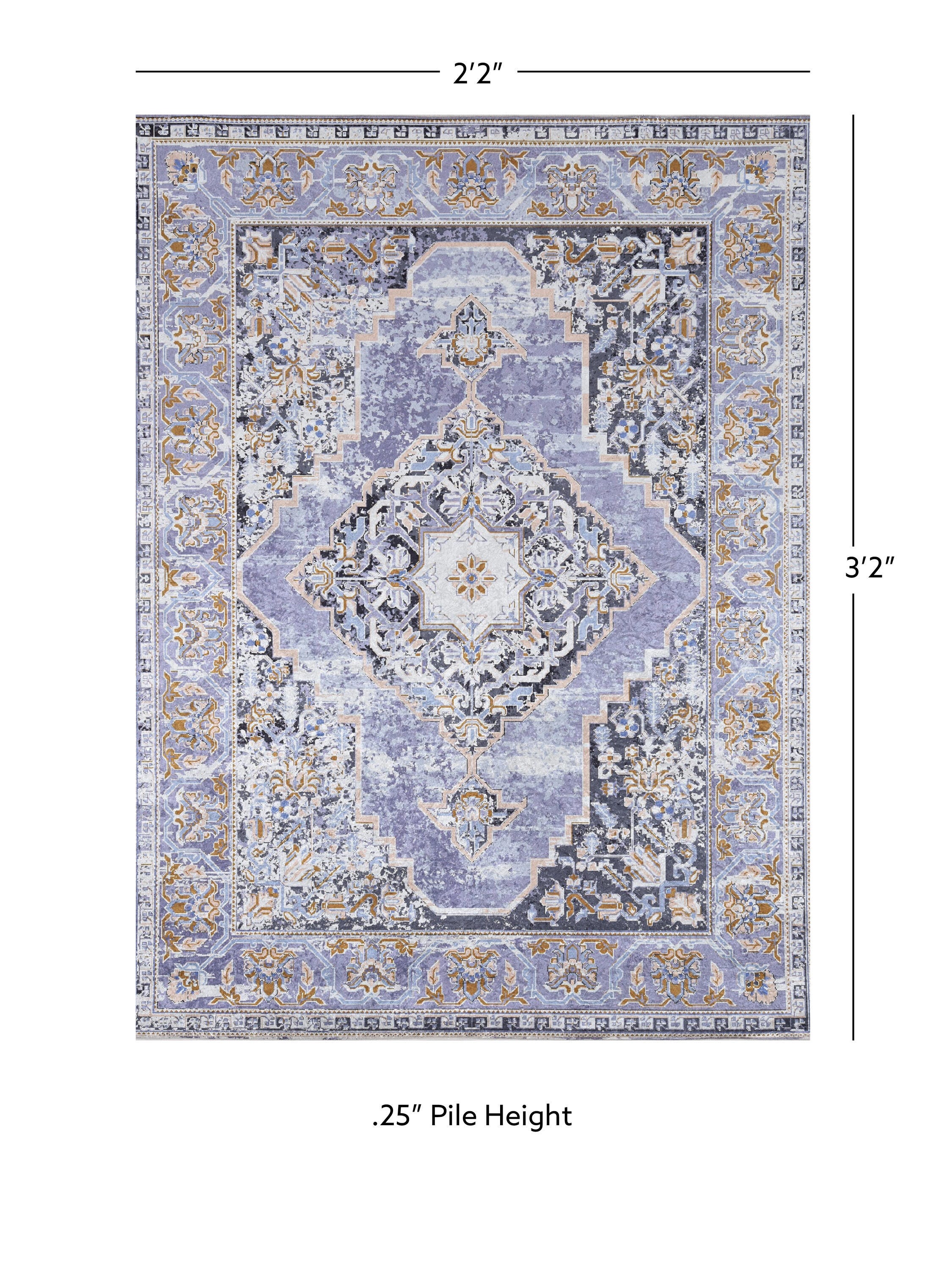 Linon Emerald Tyler 2'2" x 3'2" Area Rug, Lavender, large