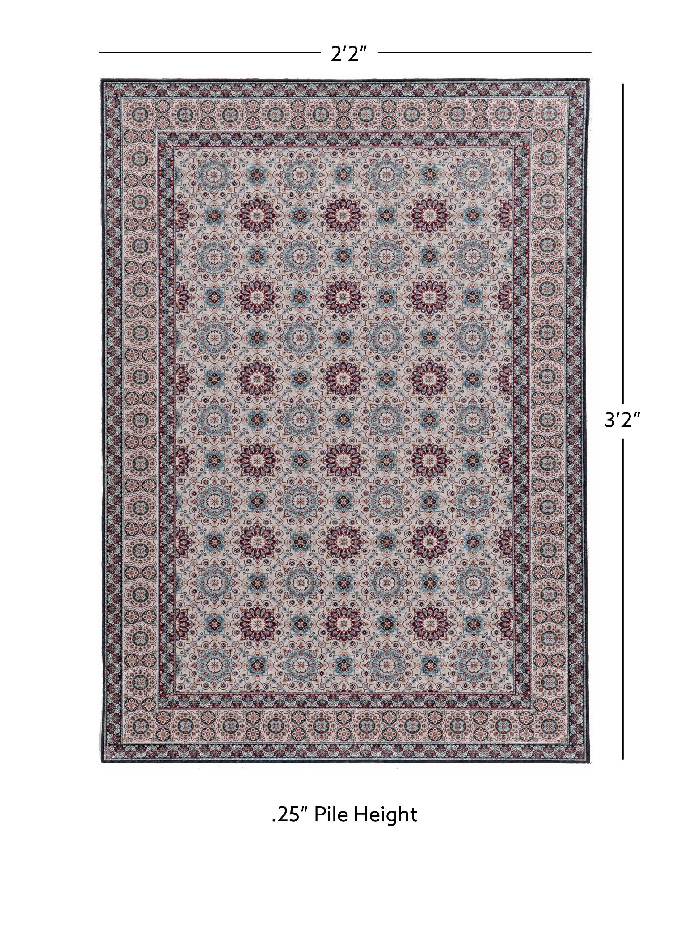 Linon Emerald Charlotte 2'2" x 3'2" Area Rug, Ivory, large