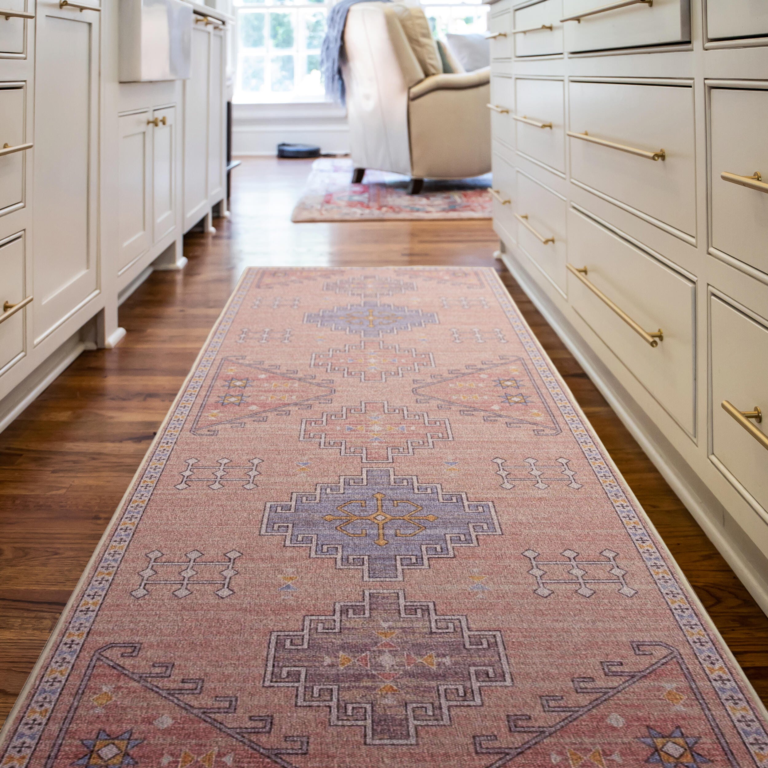 Linon Oakland Emerson 2'6" x 8'  Runner Rug, Pink, rollover