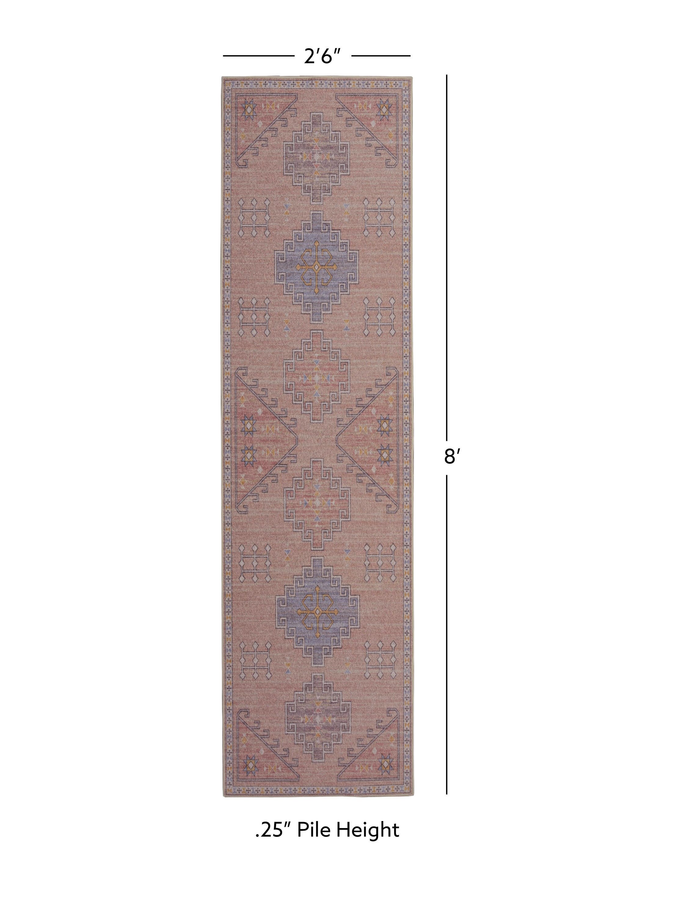 Linon Oakland Emerson 2'6" x 8'  Runner Rug, Pink, large