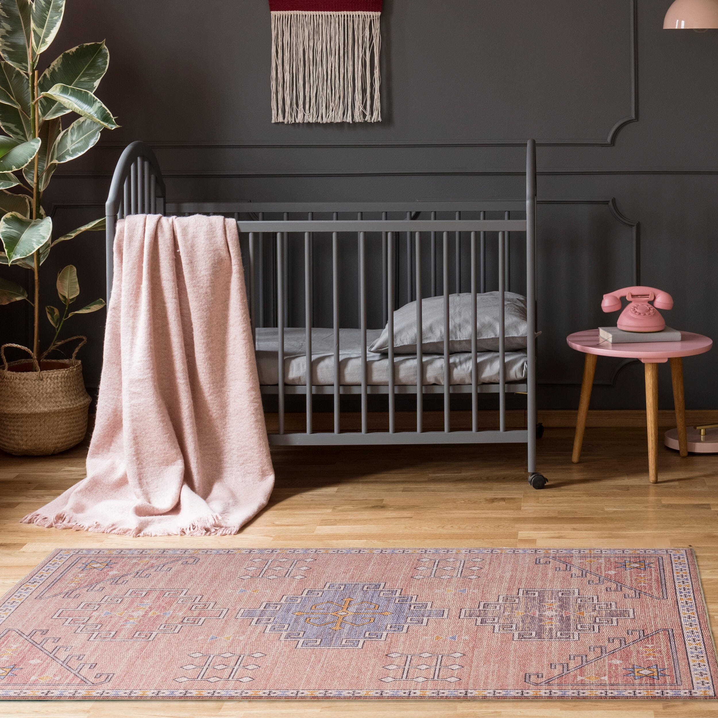 Linon Oakland Emerson 3' x 5'  Area Rug, Pink, rollover